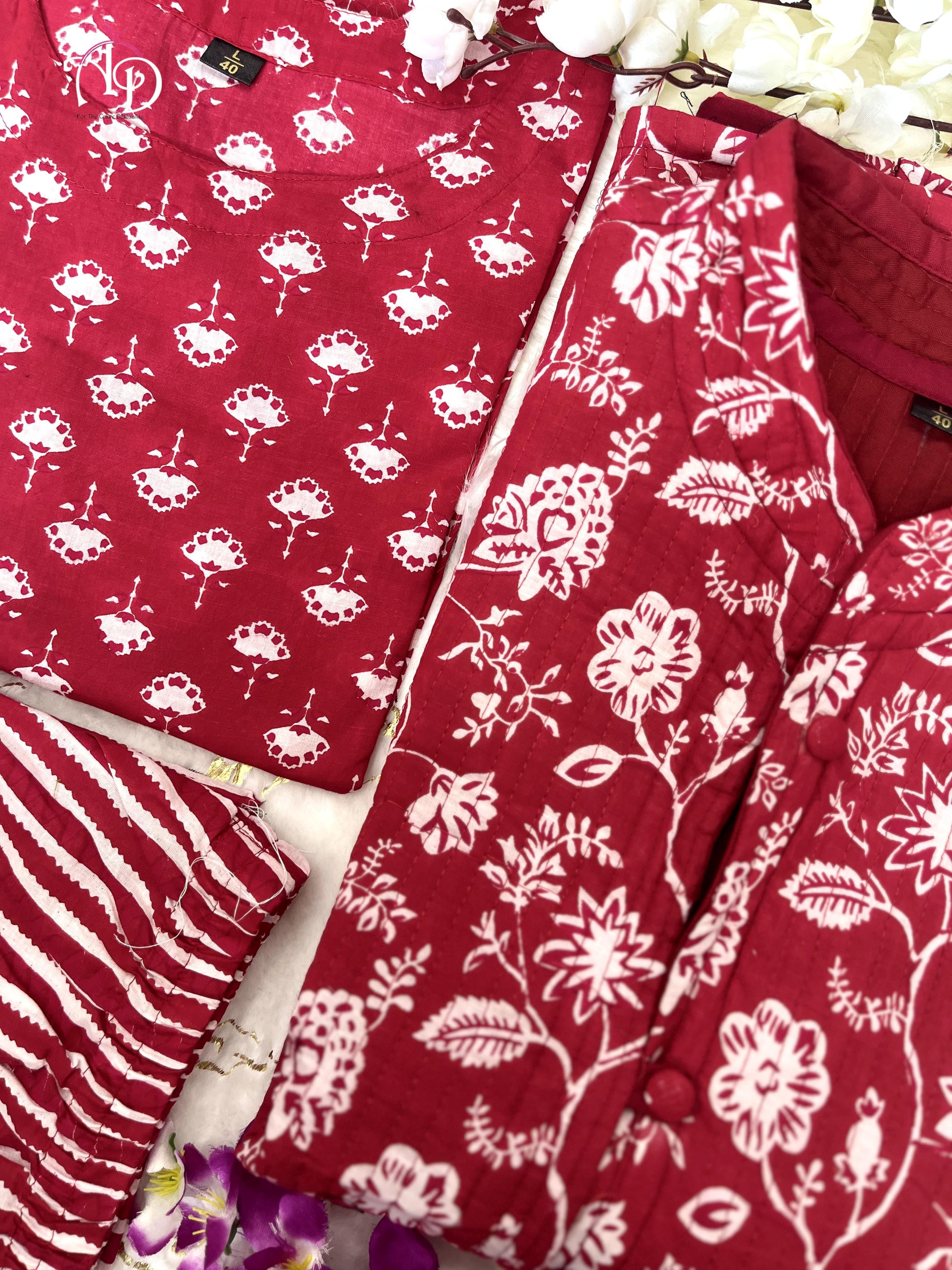 Beautiful Designer Winter Cotton Kurti Pant Set