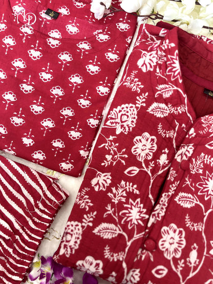 Beautiful Designer Winter Cotton Kurti Pant Set