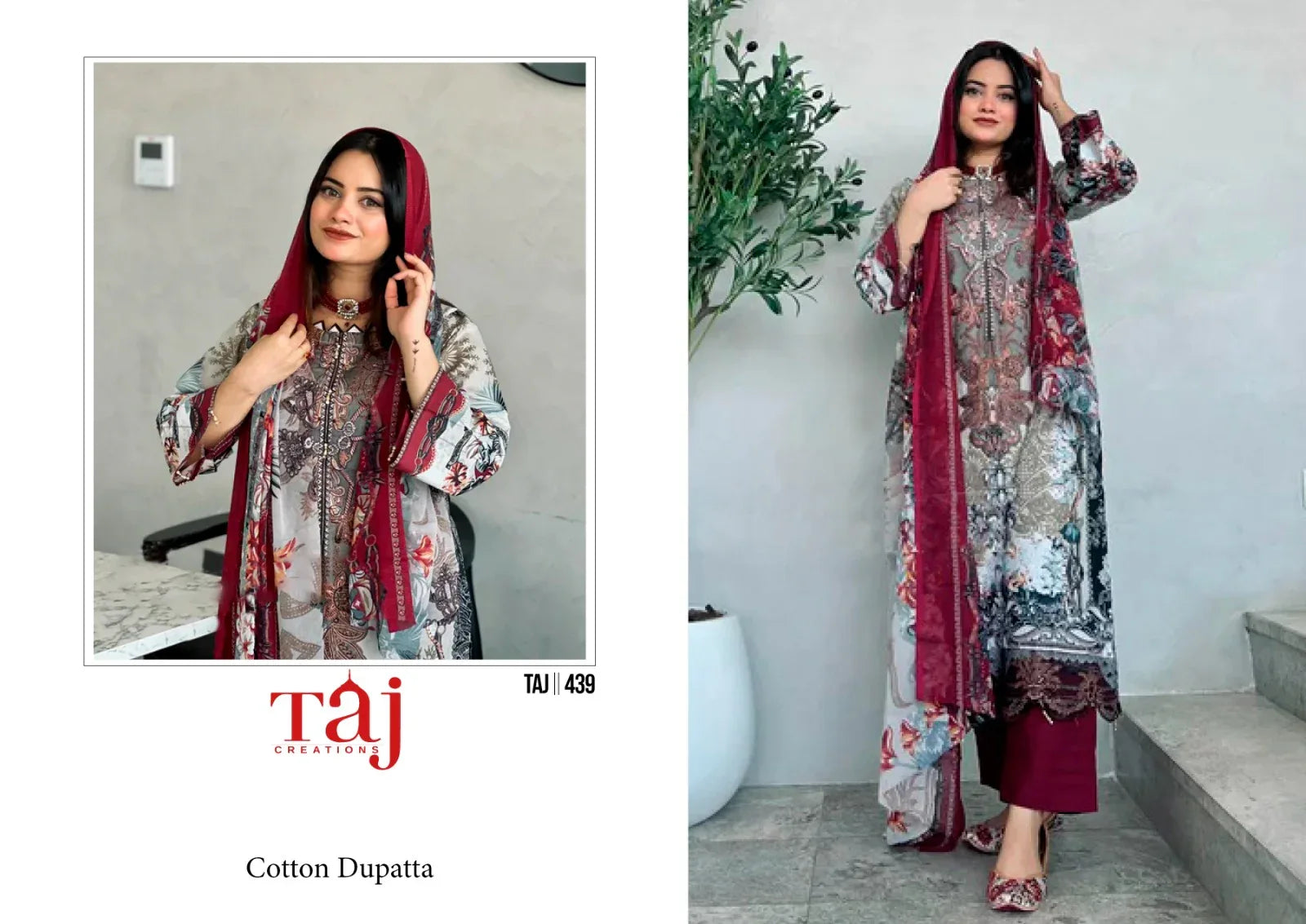 Taj Creation D No 439 &amp; 440 Cotton Print Fancy Embroidery Salwar Kameez (575x2)