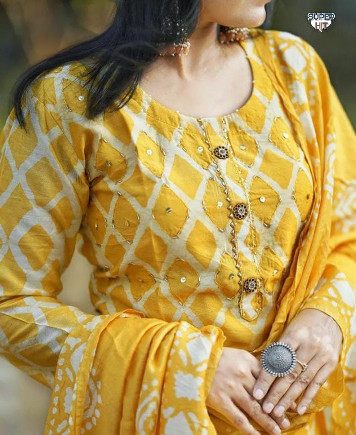 Beautiful Designer Heavy Reyon Kurti Pent with dupatta