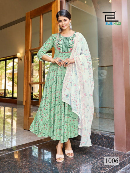 Blue Hills Kohinoor Series 1001-1006 Rayon Kurti With Dupatta (750x06)