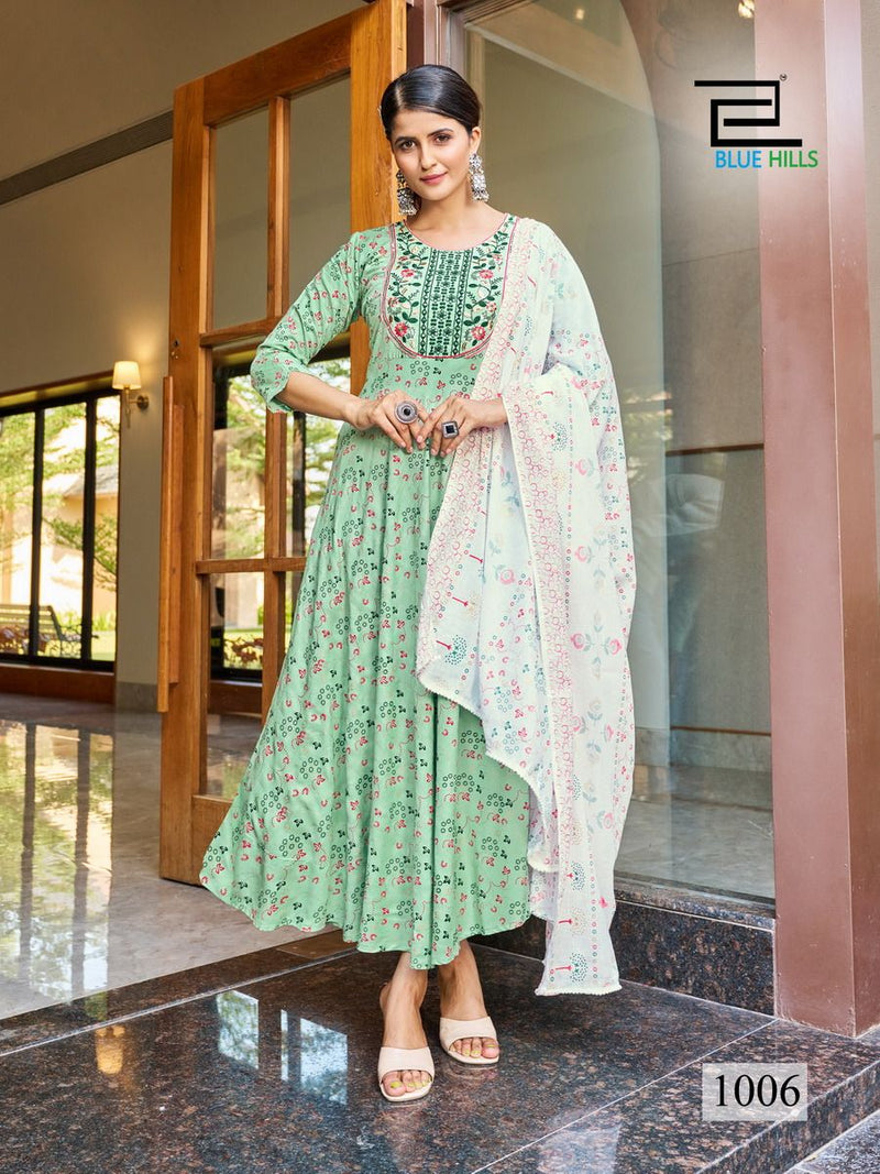 Blue Hills Kohinoor Series 1001-1006 Rayon Kurti With Dupatta (750x06)