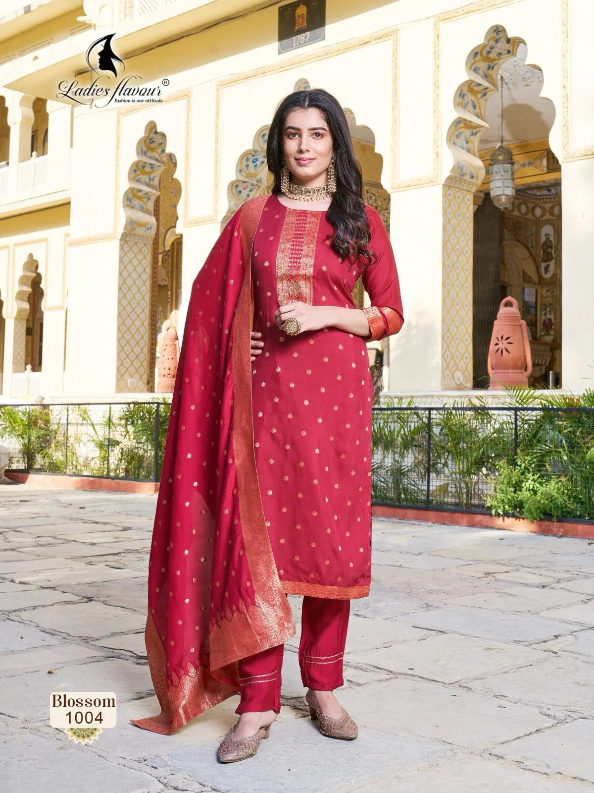 Ladies Flavour Blossom Kurti with Bottom Dupatta Chanderi Catalog 4 Pcs (1195x04)
