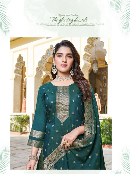 Ladies Flavour Blossom Kurti with Bottom Dupatta Chanderi Catalog 4 Pcs (1195x04)