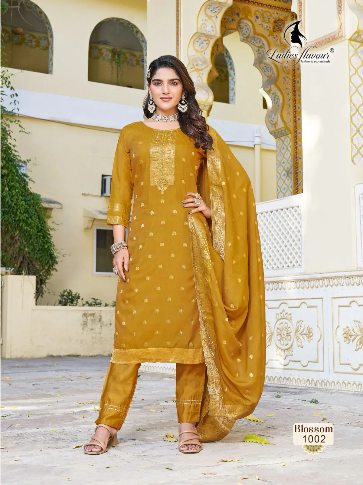 Ladies Flavour Blossom Kurti with Bottom Dupatta Chanderi Catalog 4 Pcs (1195x04)