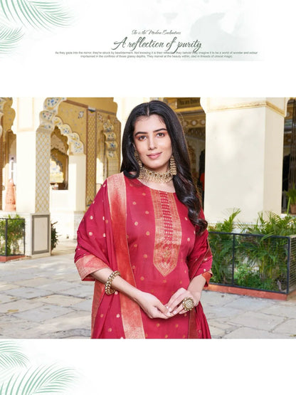 Ladies Flavour Blossom Kurti with Bottom Dupatta Chanderi Catalog 4 Pcs (1195x04)