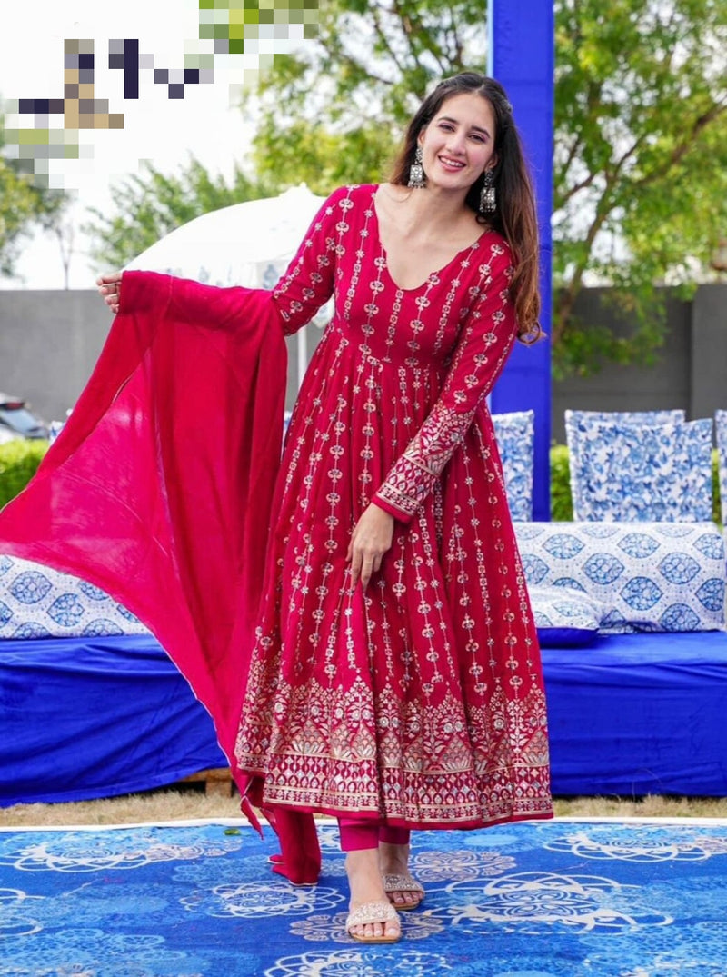 Beautiful Designer Anarkali Gown Saajan Fency Pair With Duppatta