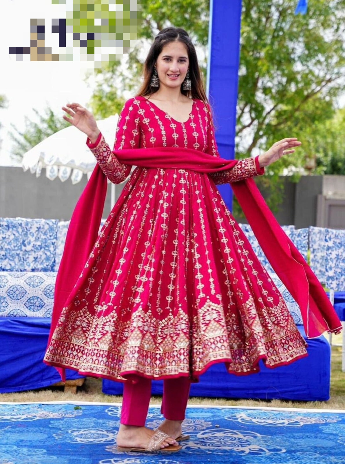 Beautiful Designer Anarkali Gown Saajan Fency Pair With Duppatta