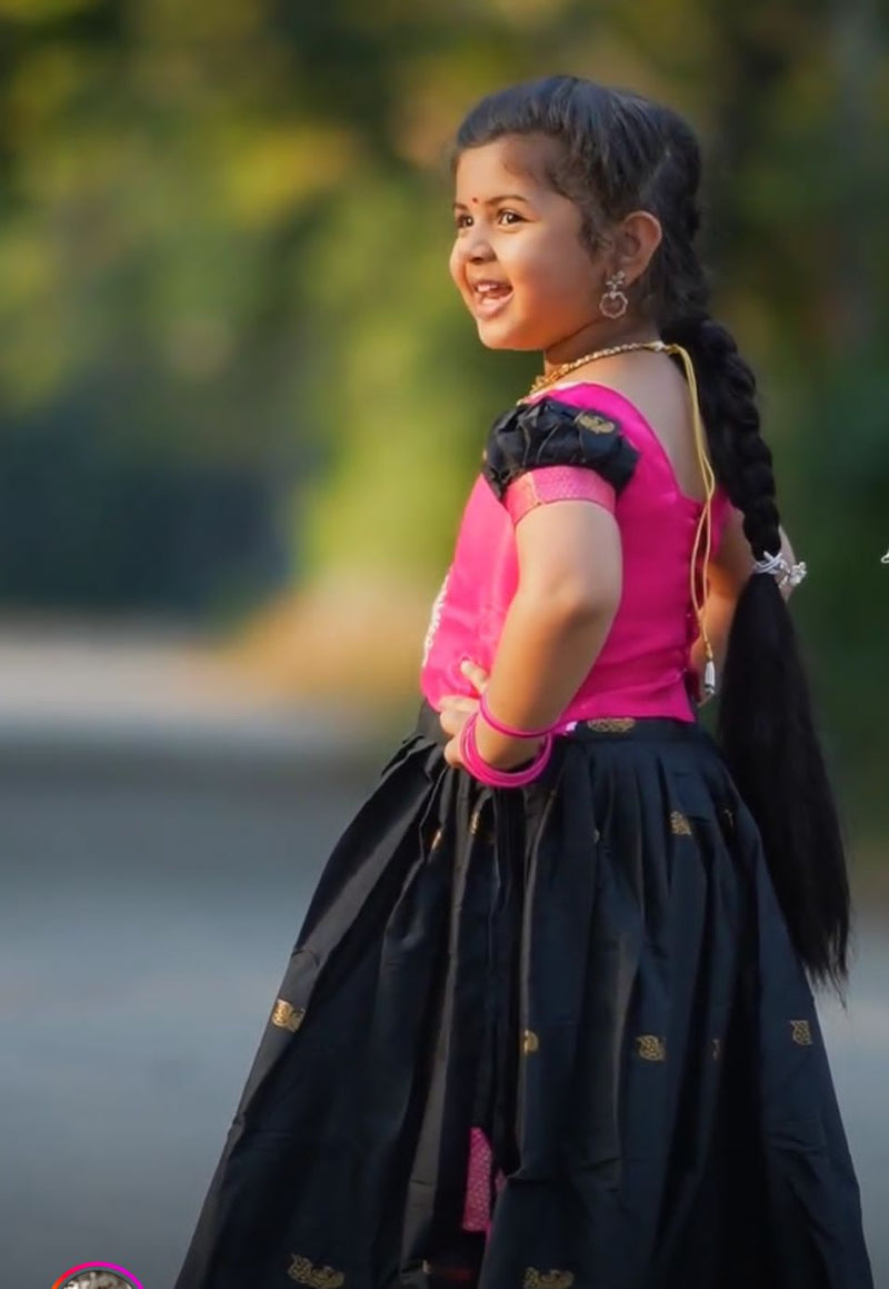 Beautiful Designer Kids Kalamkari Silk Lehenga Choli