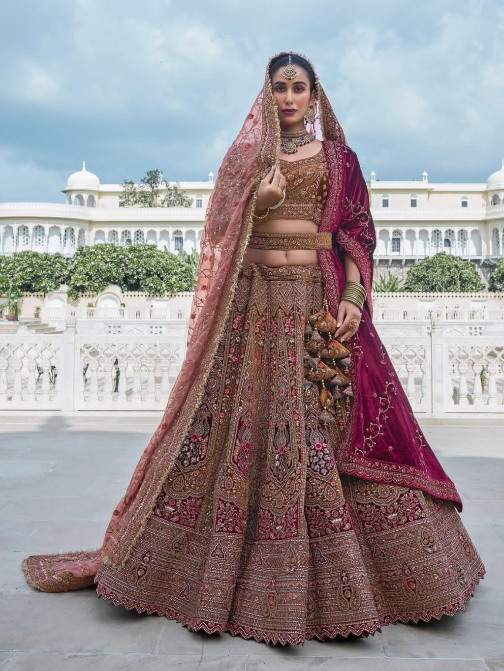 Elegant Pink and Maroon Bridal Lehenga with Handcrafted Embroidery | Buy Online at Anant Exports Elegant Pink and Maroon Bridal Lehenga with Handcrafted Embroidery | Buy Online at Anant Exports