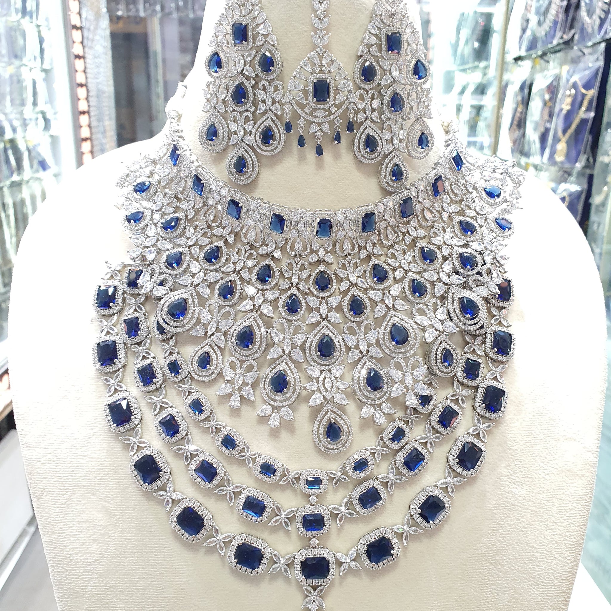 Beautiful American Diamond Jewellery Antique Necklace Set with Earrings