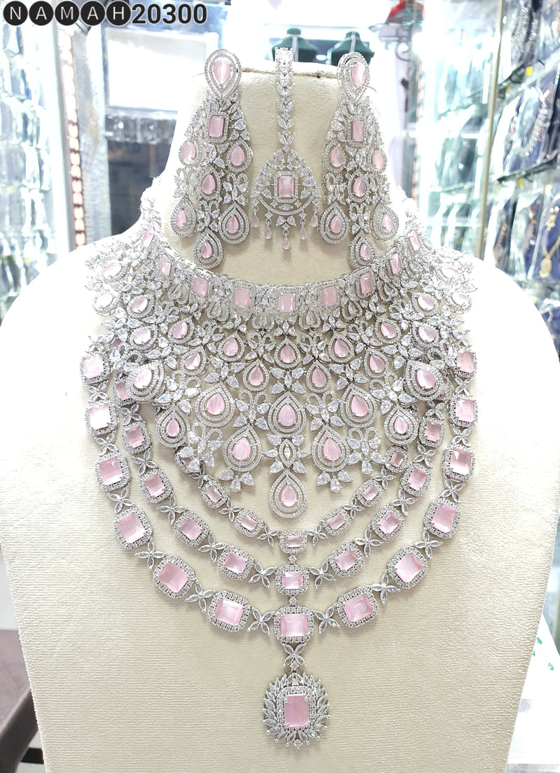 Beautiful American Diamond Jewellery Antique Necklace Set with Earrings