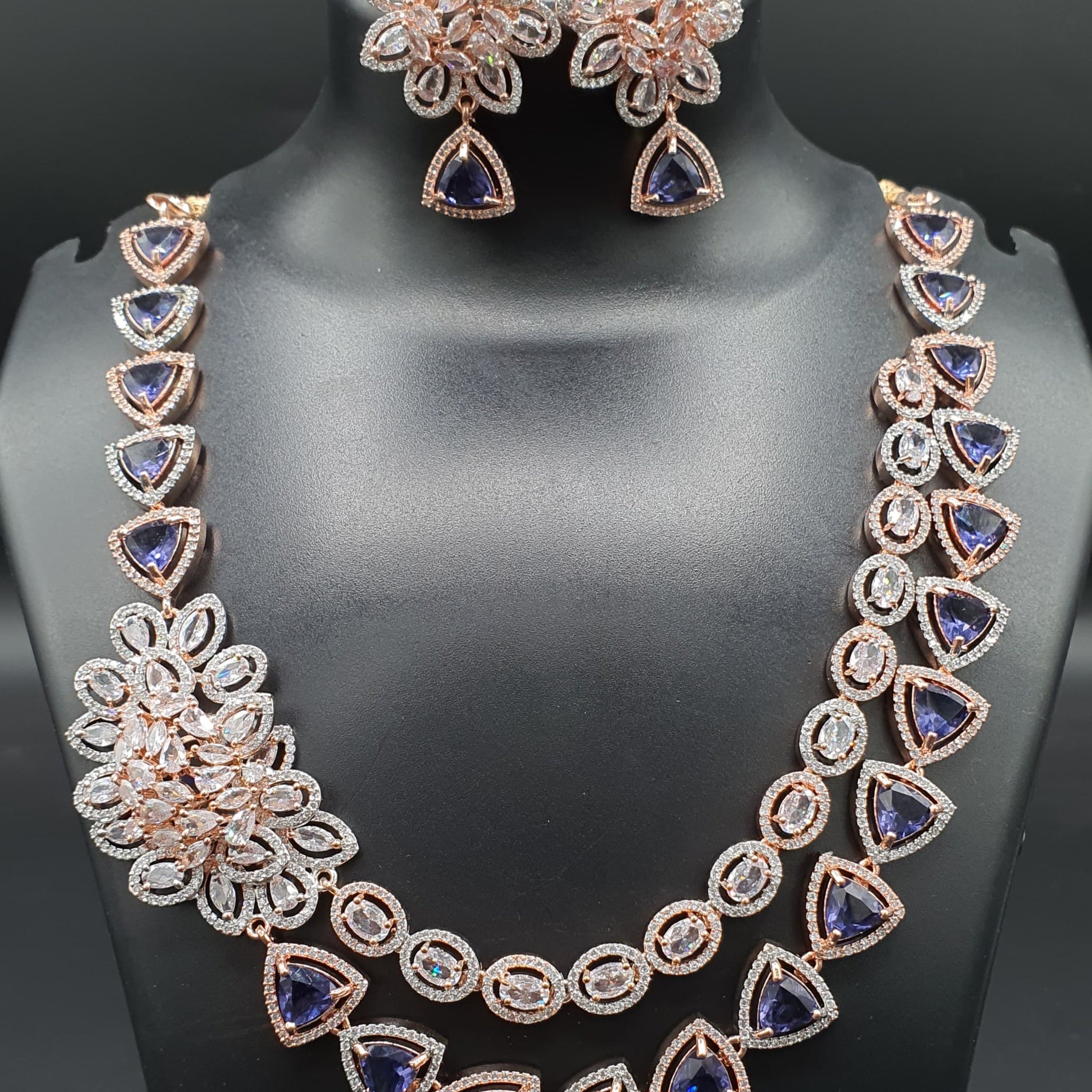 Beautiful American Diamond Jewellery Antique Set with Earrings
