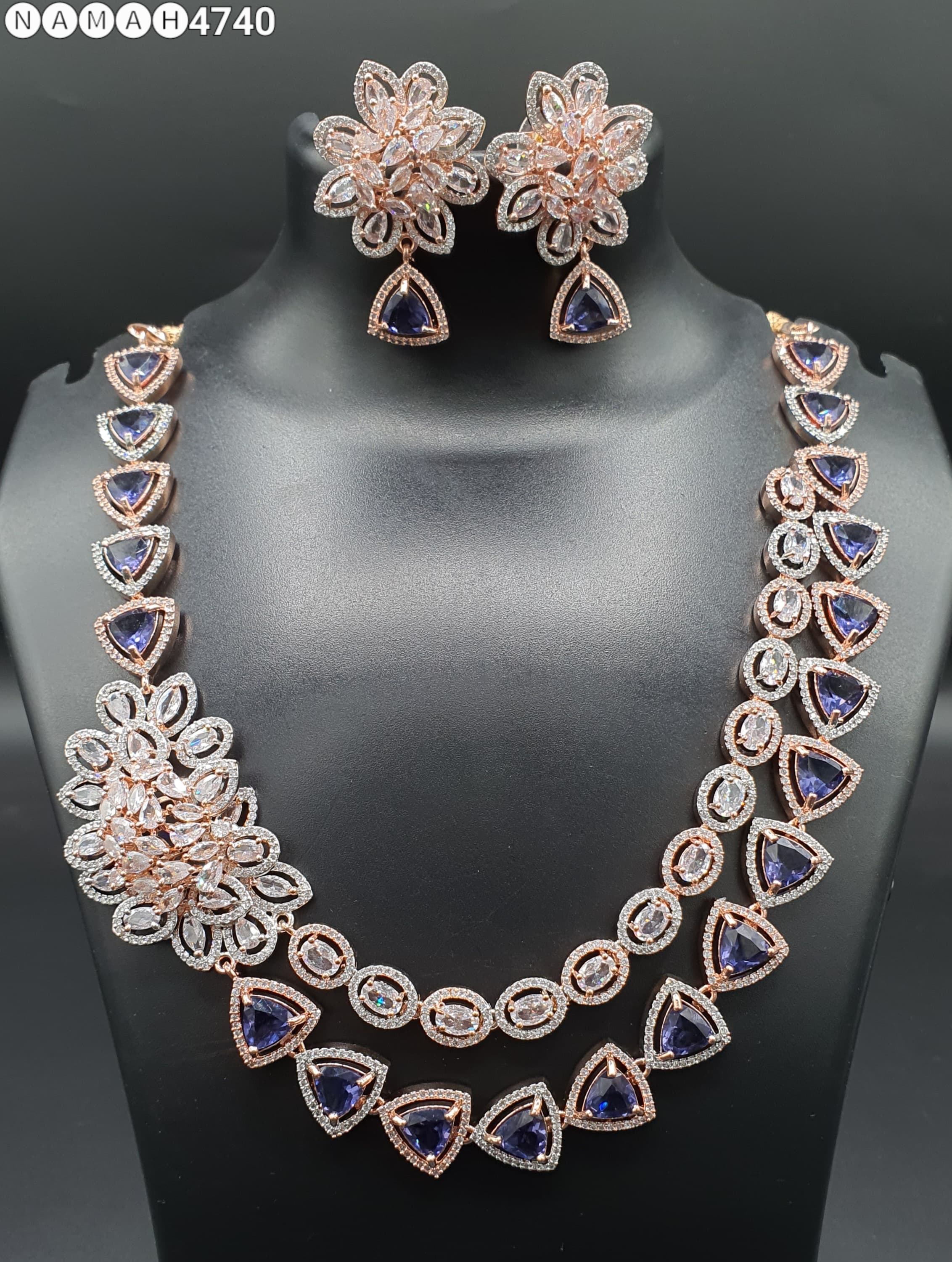 Beautiful American Diamond Jewellery Antique Set with Earrings