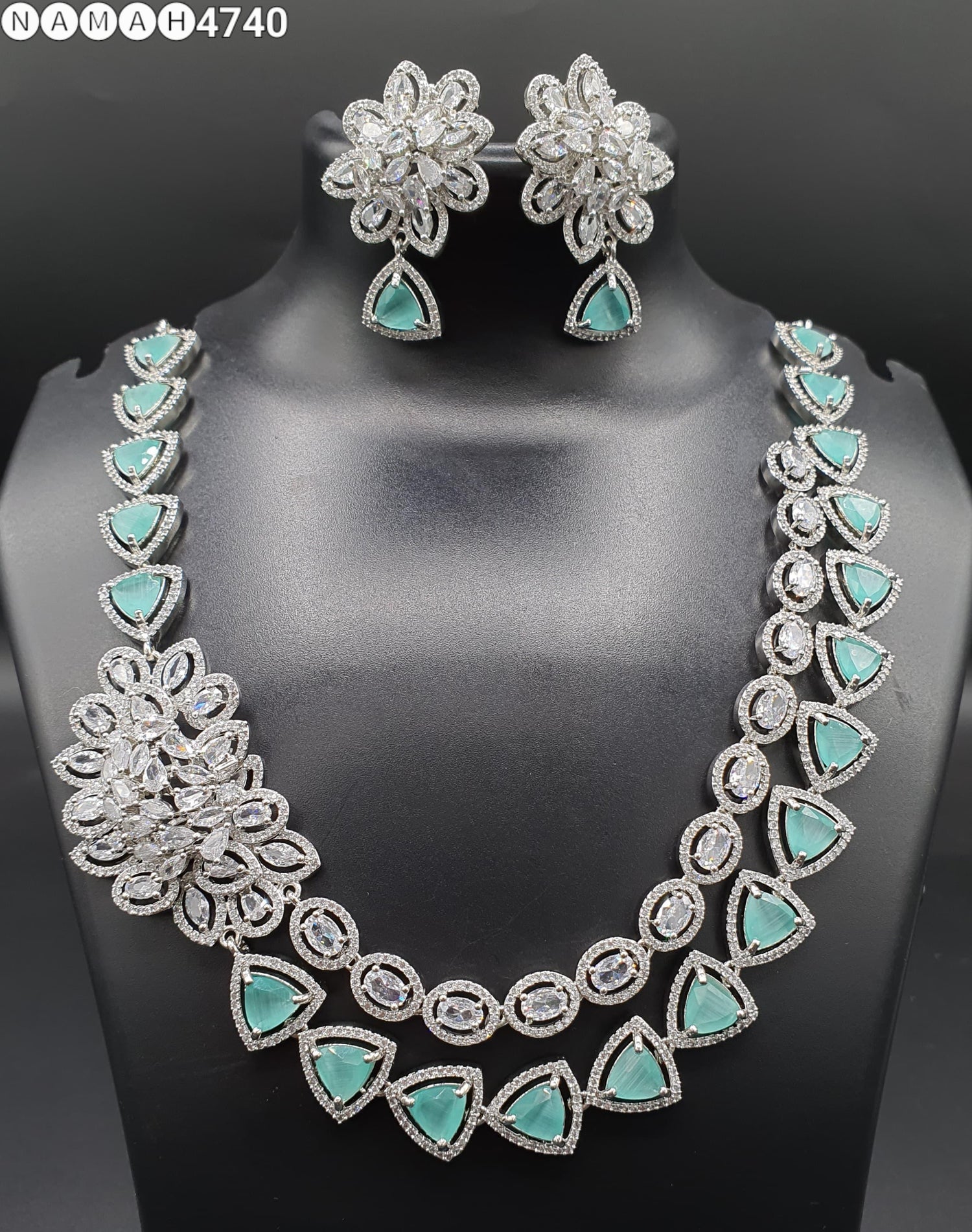 Beautiful American Diamond Jewellery Antique Set with Earrings