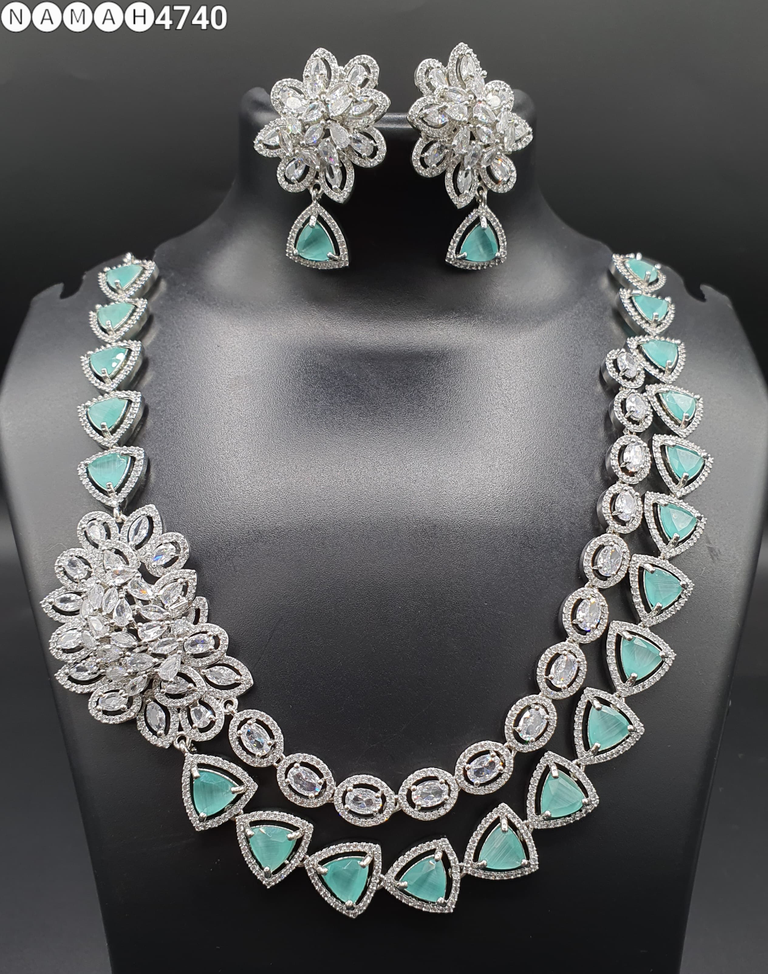 Beautiful American Diamond Jewellery Antique Set with Earrings