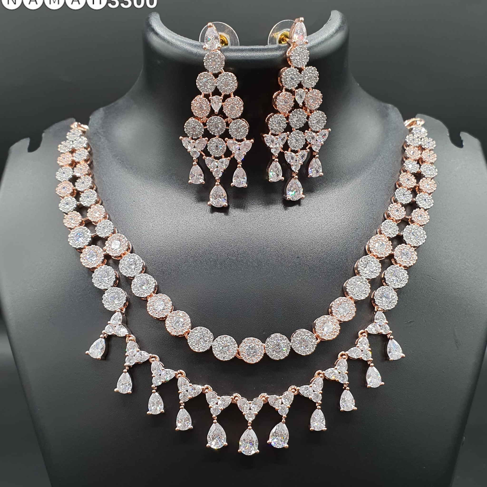 Beautiful American Diamond Jewellery Antique Set with Earrings
