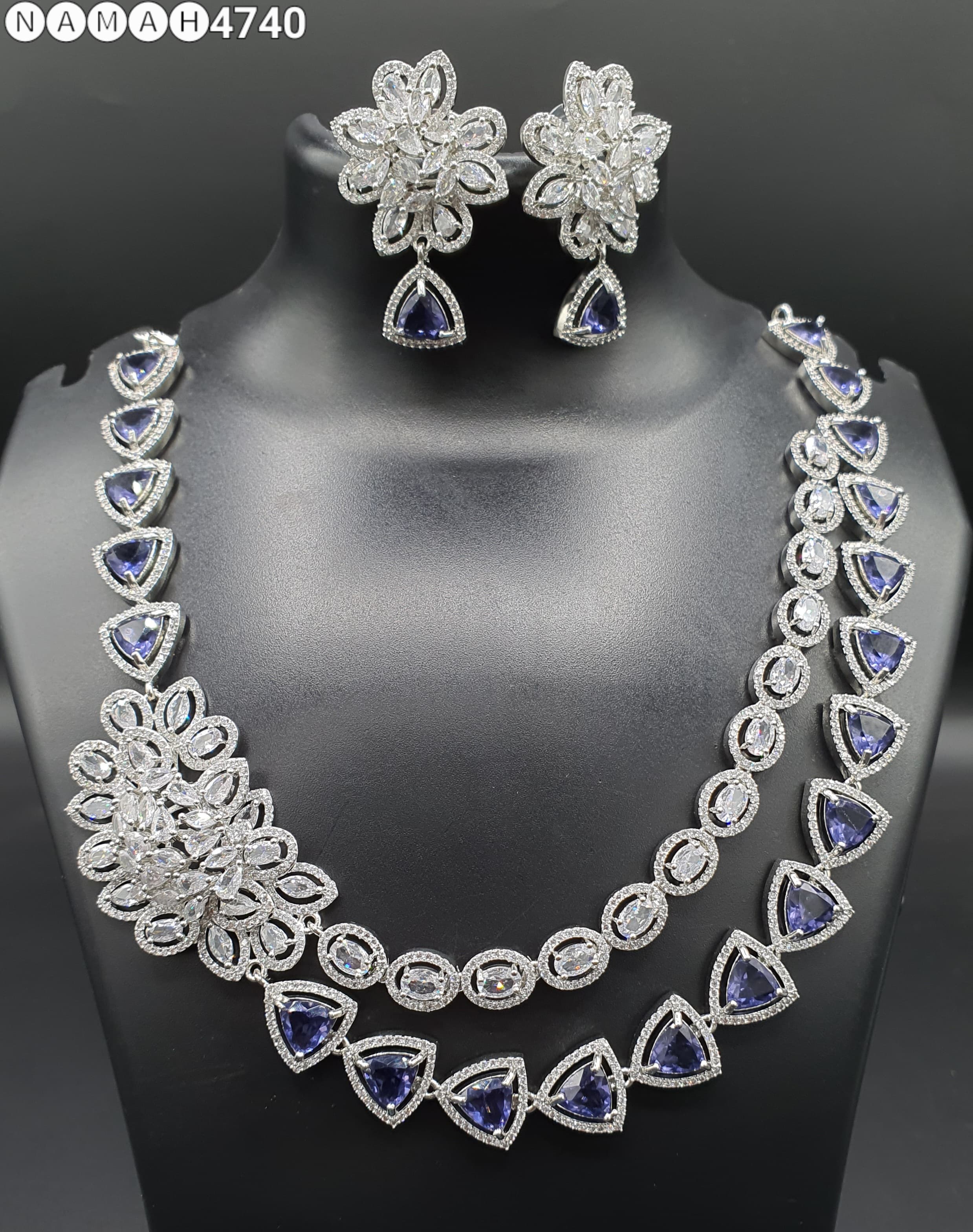 Beautiful American Diamond Jewellery Antique Set with Earrings