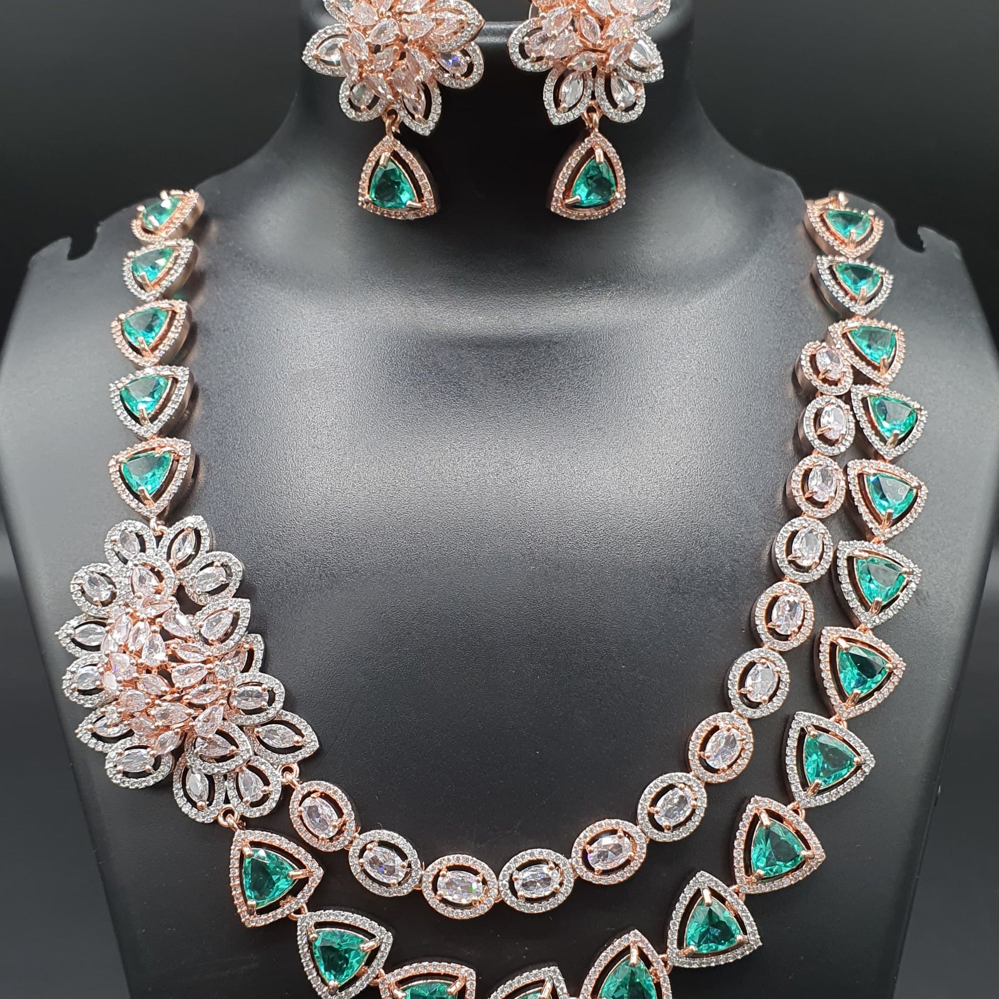 Beautiful American Diamond Jewellery Antique Set with Earrings