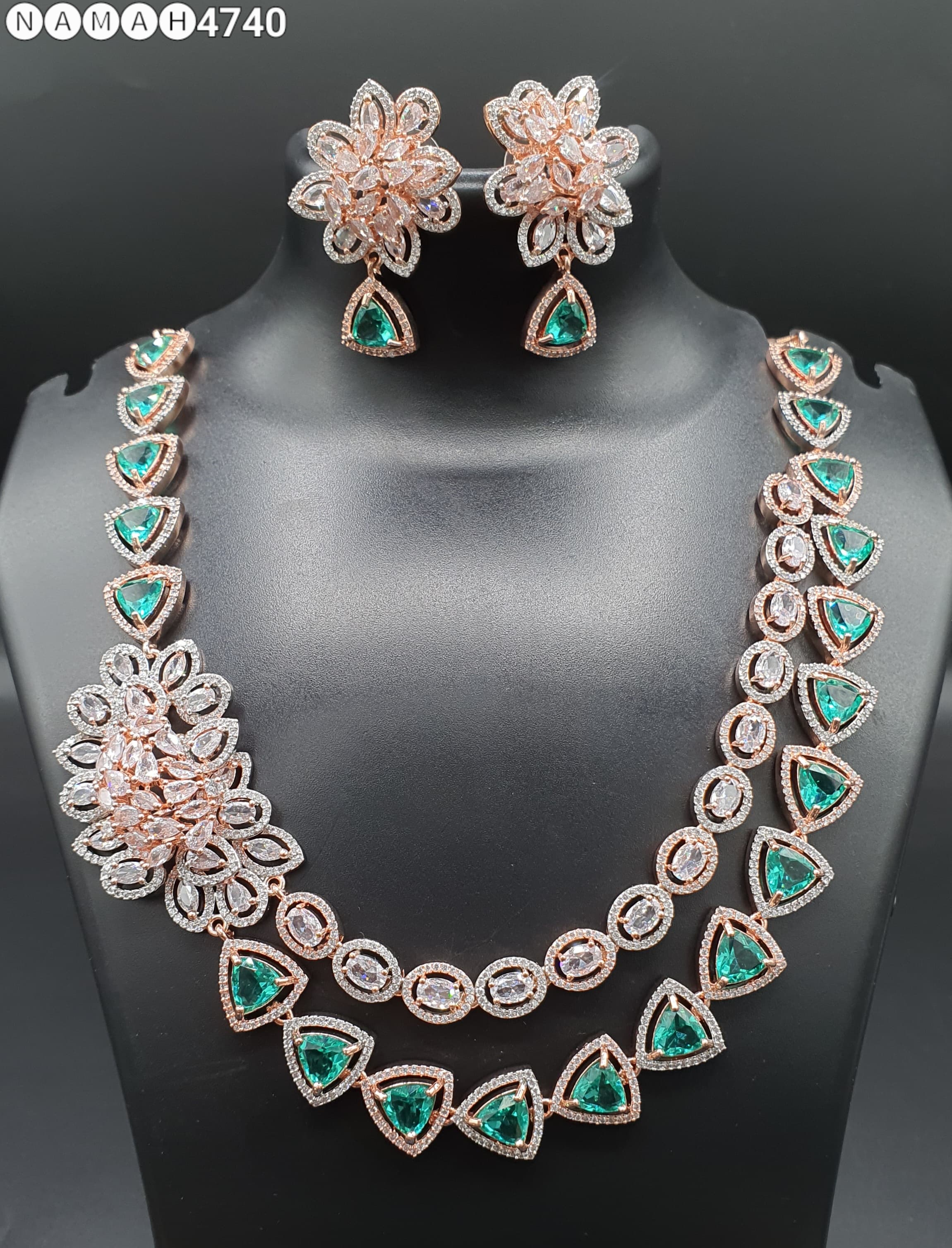 Beautiful American Diamond Jewellery Antique Set with Earrings