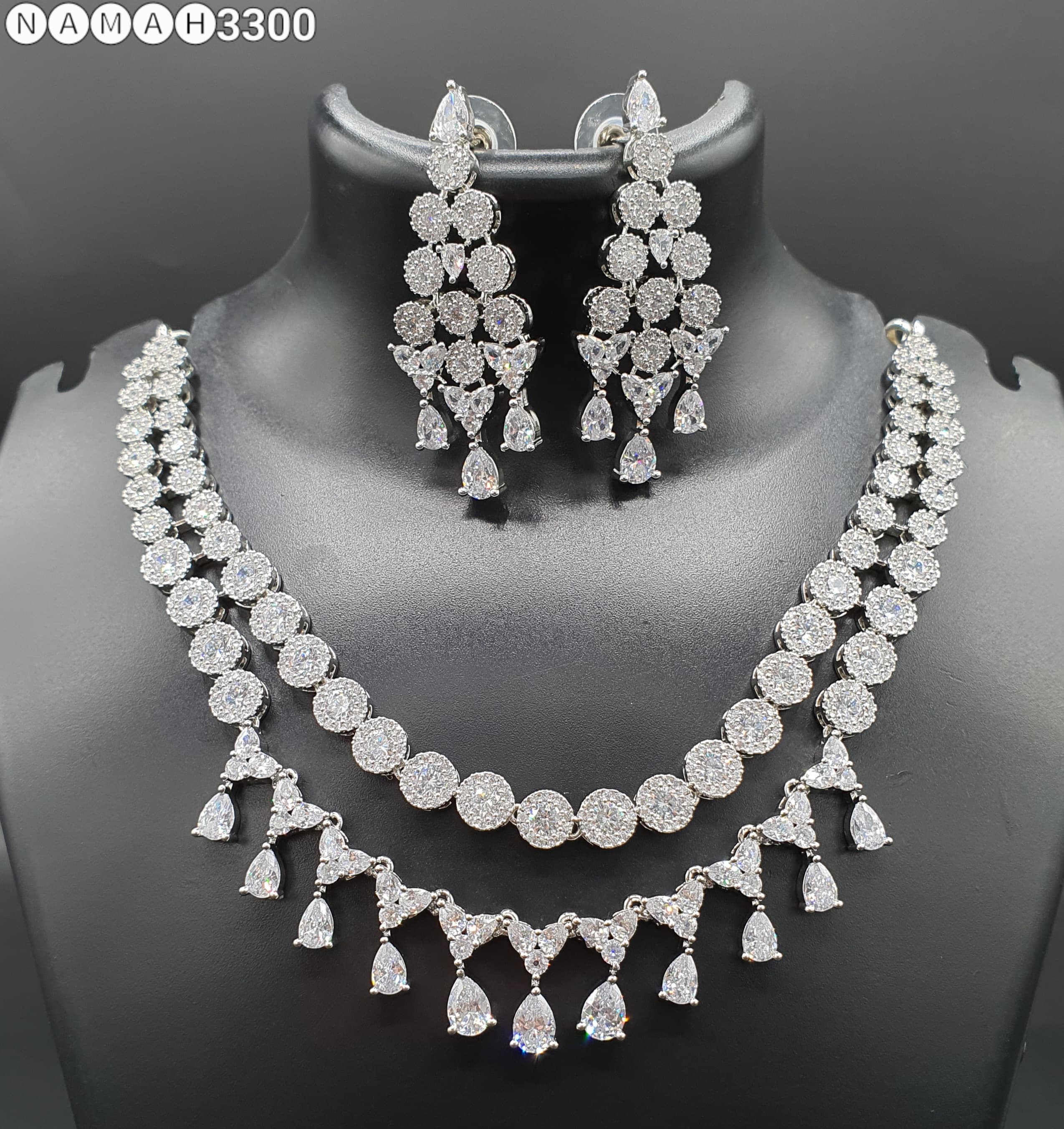 Beautiful American Diamond Jewellery Antique Set with Earrings