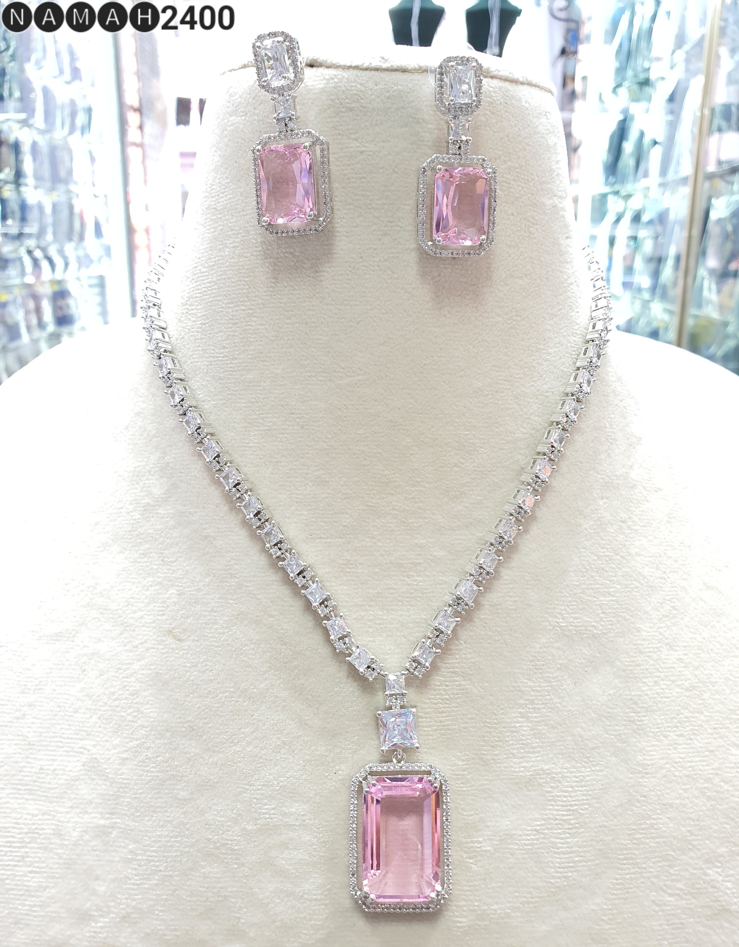 Beautiful American Diamond Jewellery Antique Set with Earrings