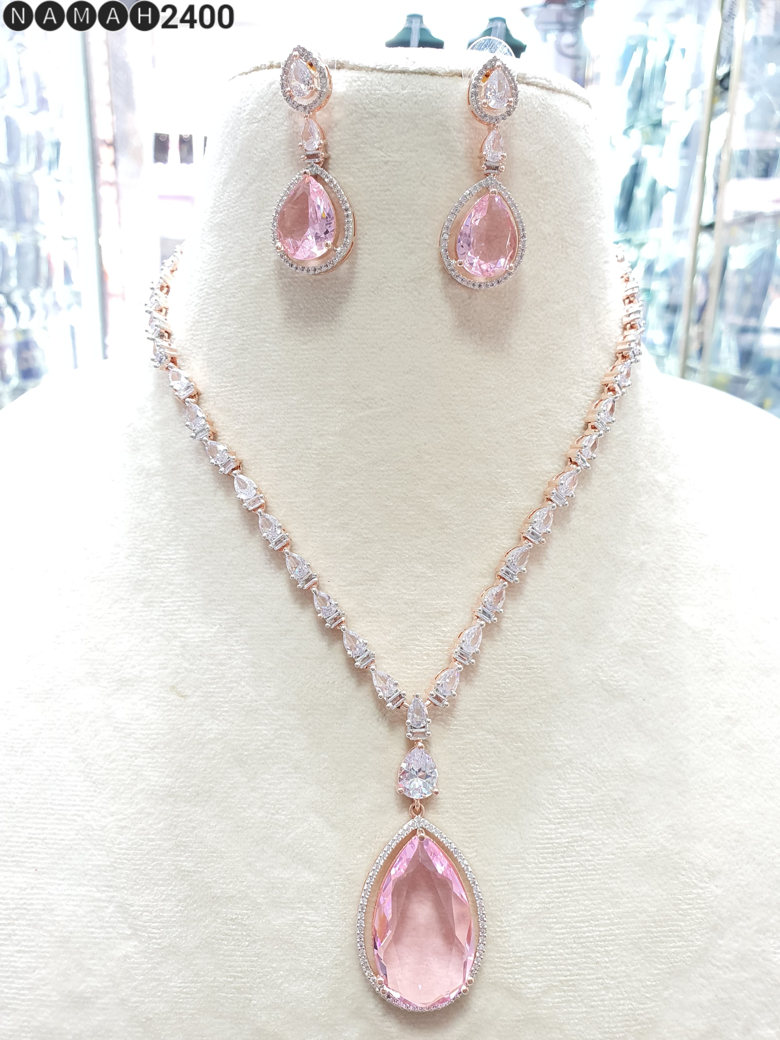 Beautiful American Diamond Jewellery Antique Set with Earrings