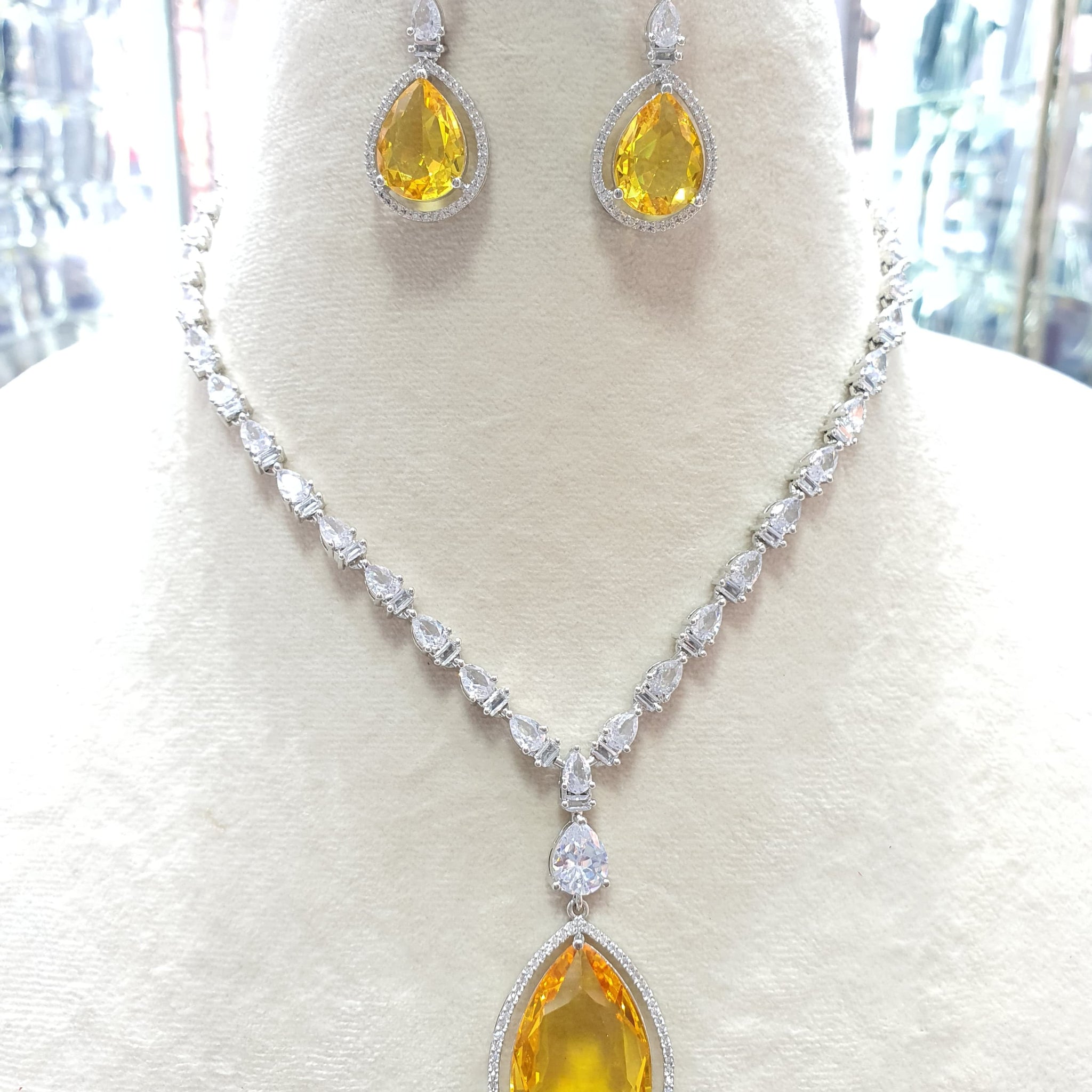 Beautiful American Diamond Jewellery Antique Set with Earrings