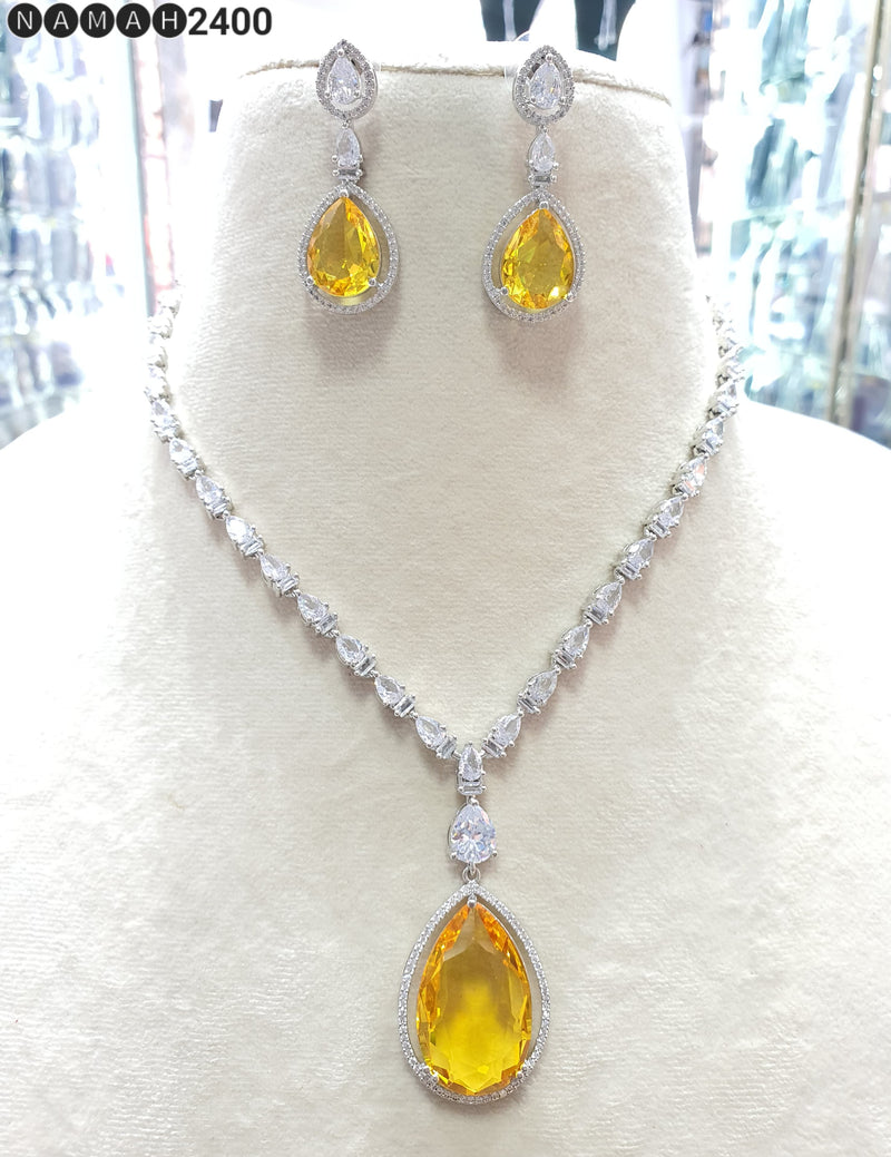 Beautiful American Diamond Jewellery Antique Set with Earrings