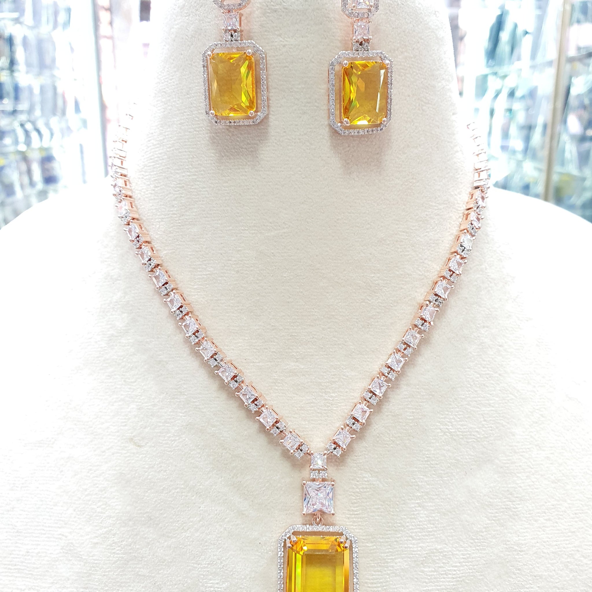 Beautiful American Diamond Jewellery Antique Set with Earrings