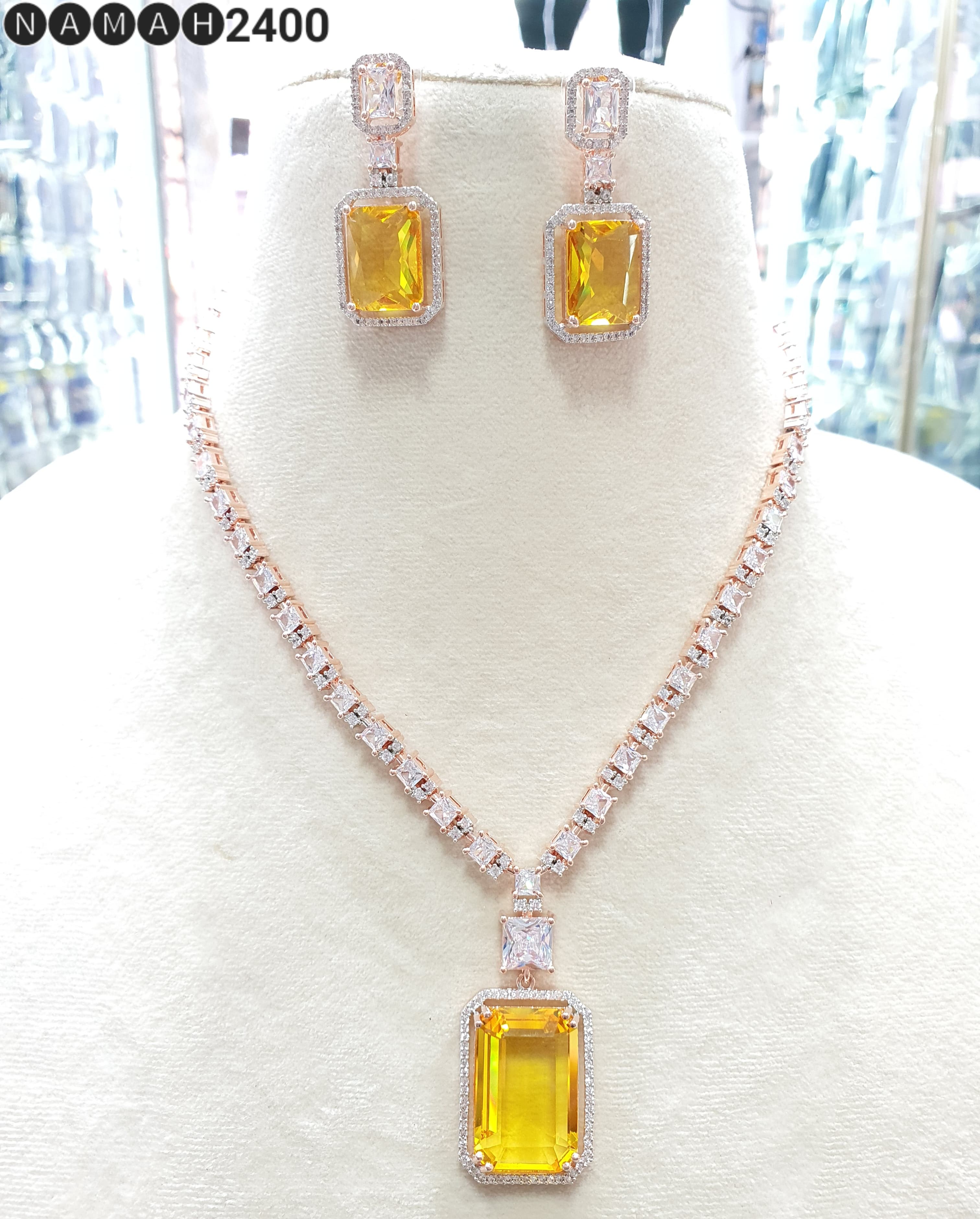 Beautiful American Diamond Jewellery Antique Set with Earrings