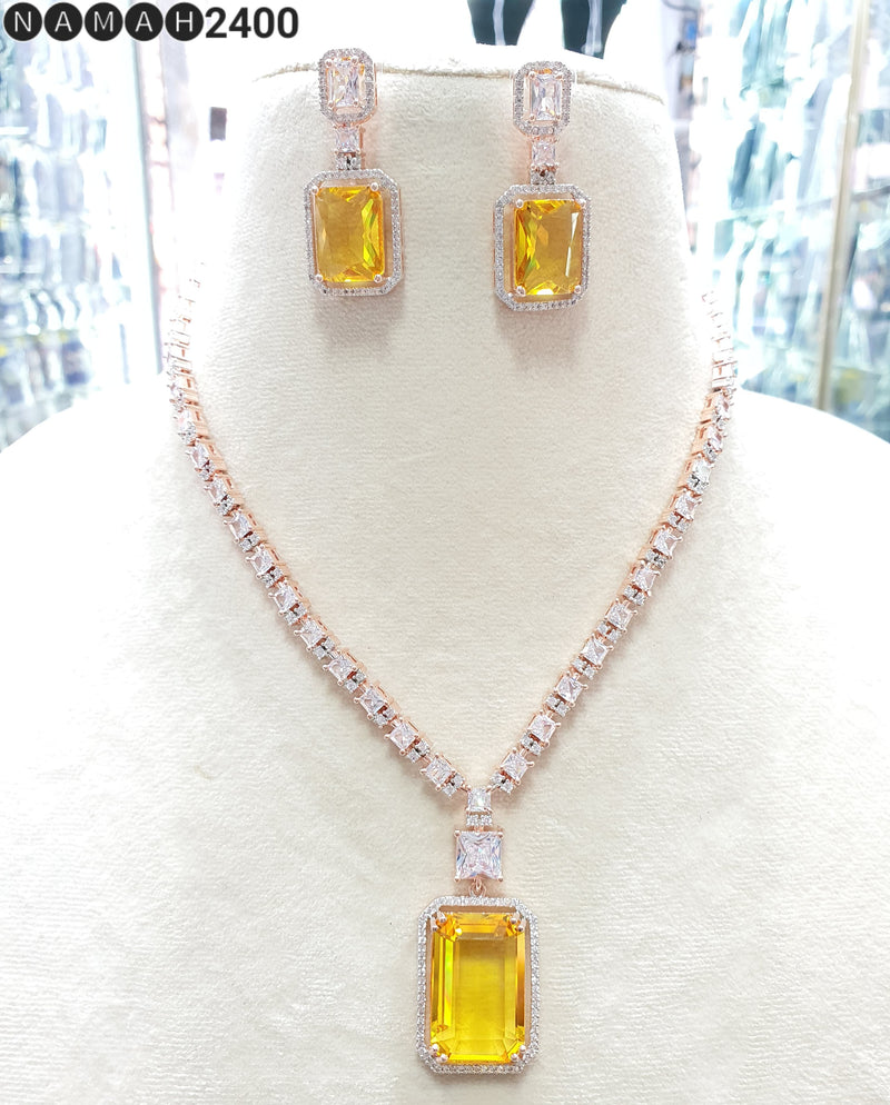 Beautiful American Diamond Jewellery Antique Set with Earrings