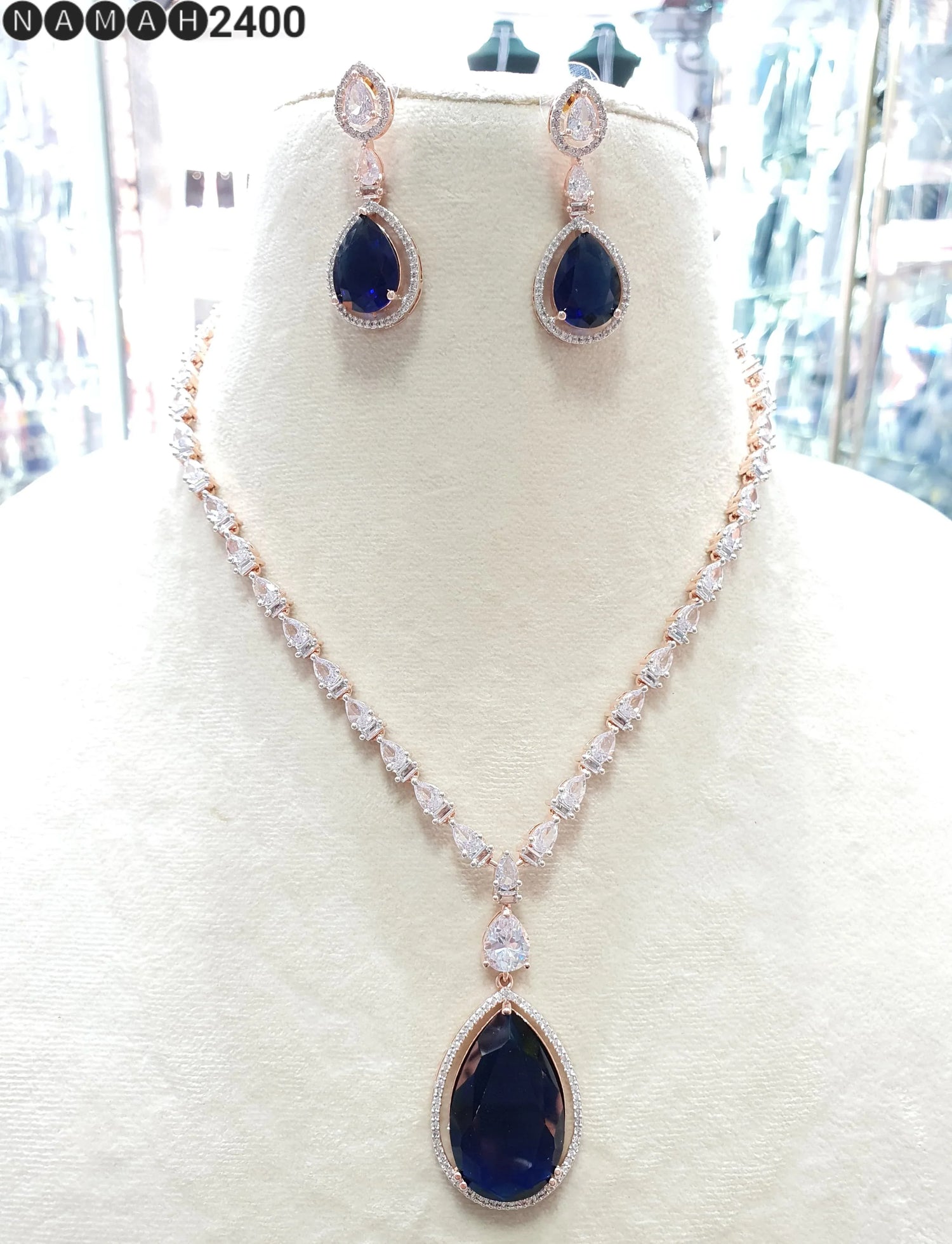 Beautiful American Diamond Jewellery Antique Set with Earrings