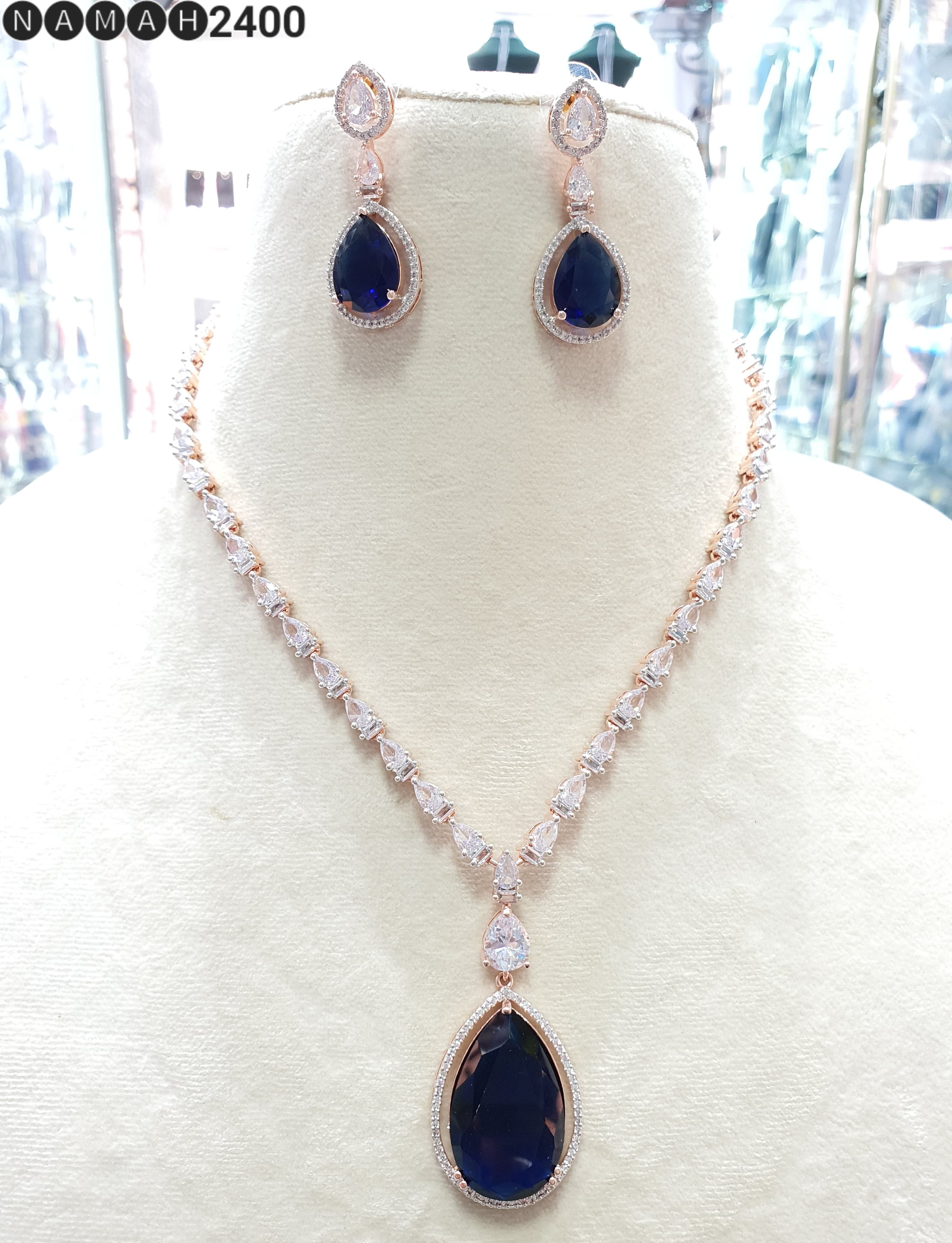 Beautiful American Diamond Jewellery Antique Set with Earrings