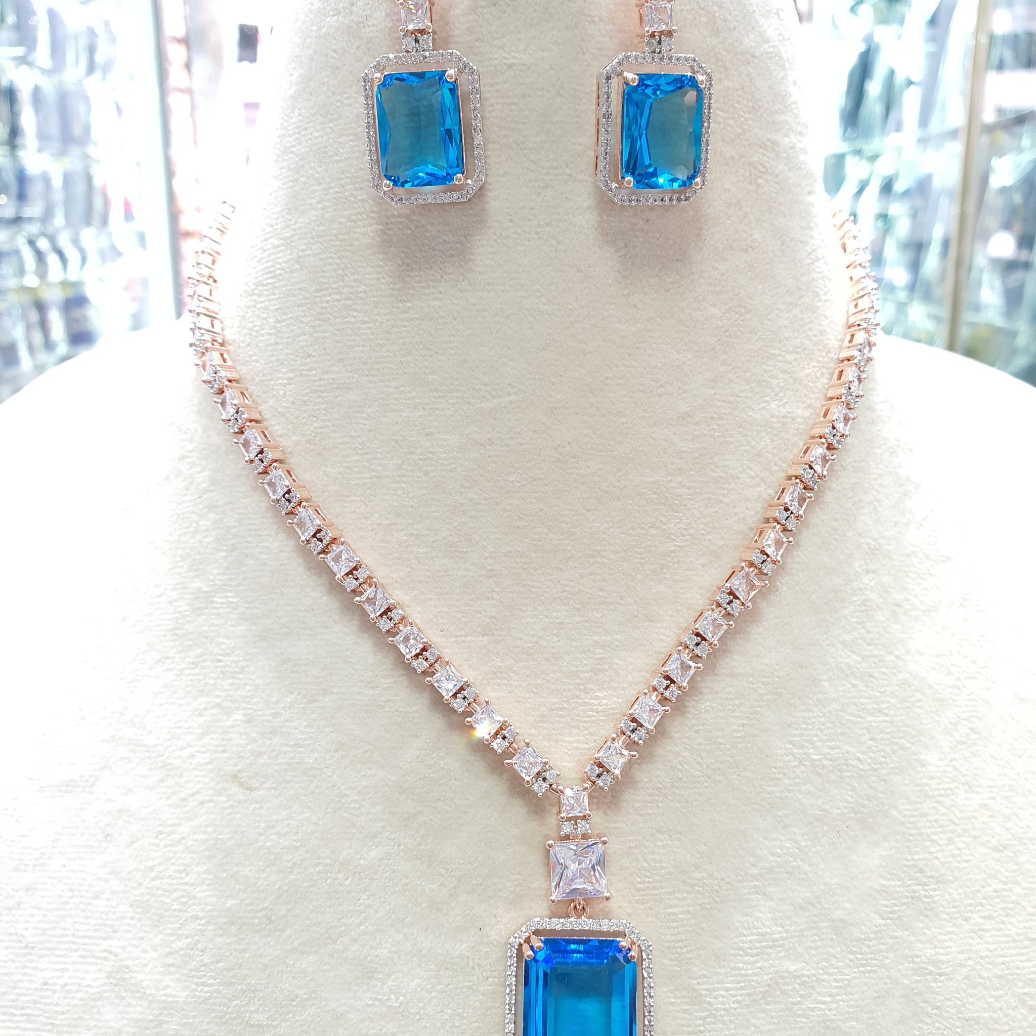 Beautiful American Diamond Jewellery Antique Set with Earrings