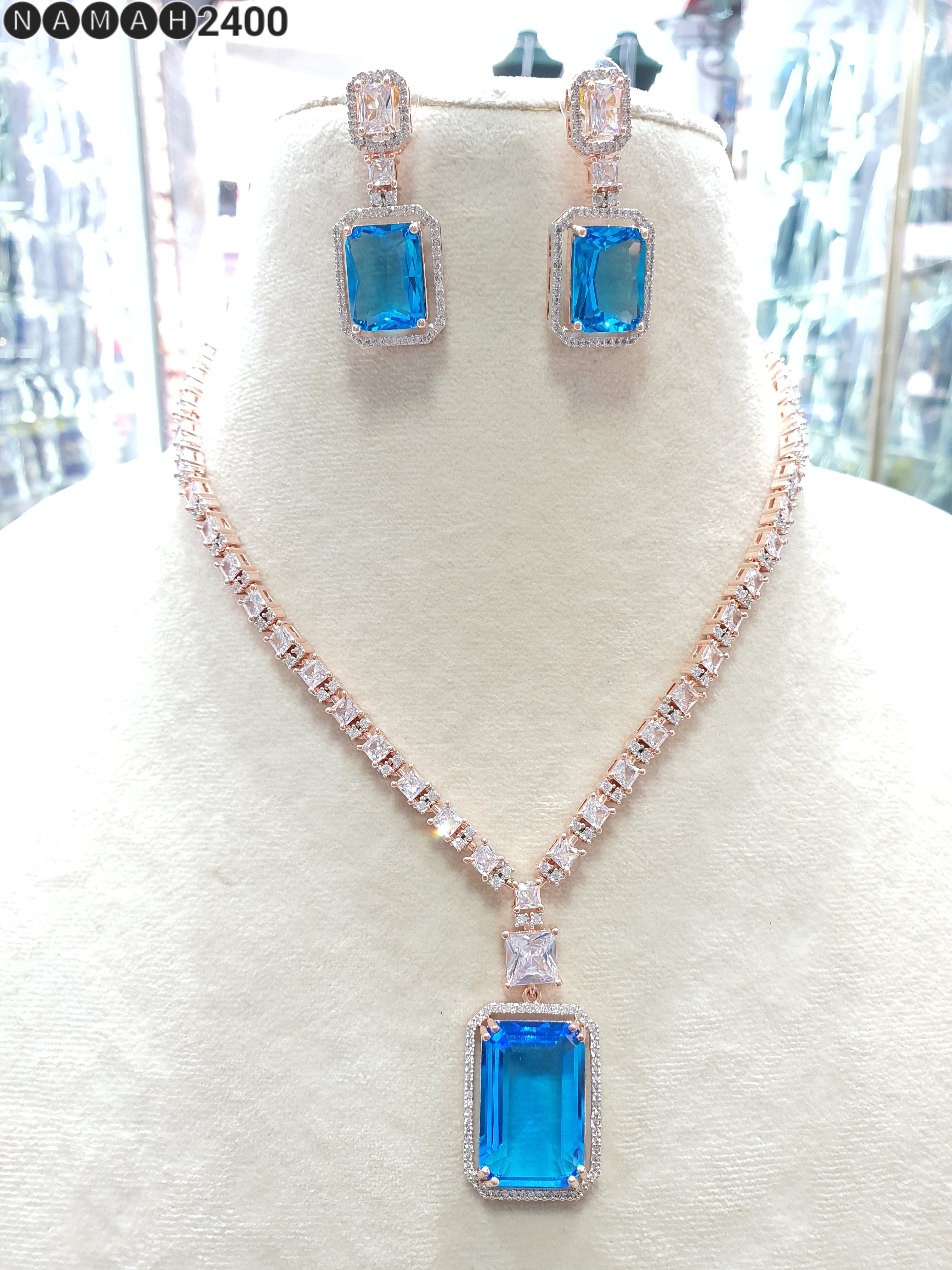 Beautiful American Diamond Jewellery Antique Set with Earrings