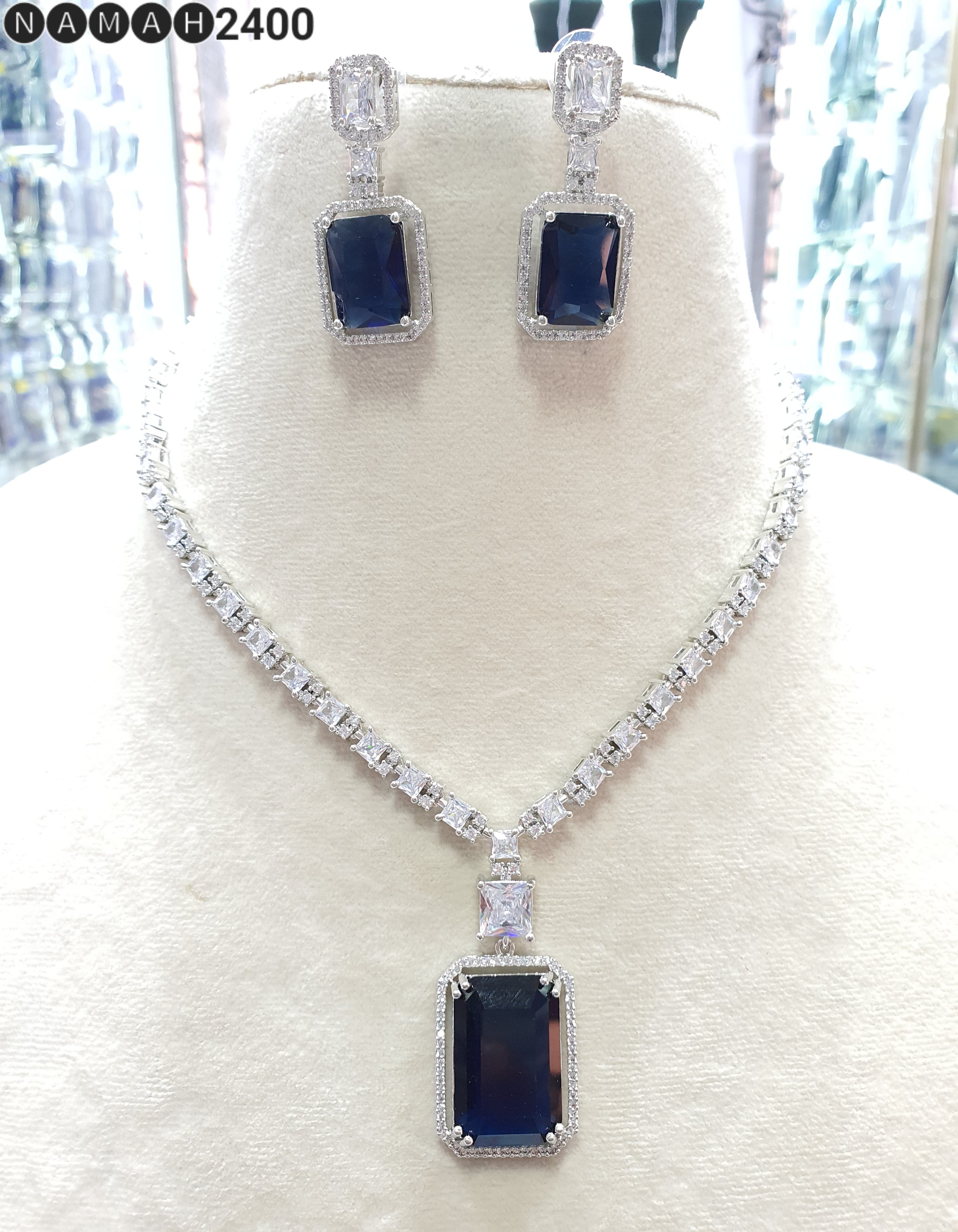 Beautiful American Diamond Jewellery Antique Set with Earrings