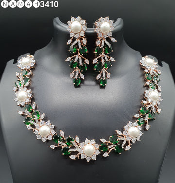 Beautiful American Diamond Jewellery Antique Set with Earrings