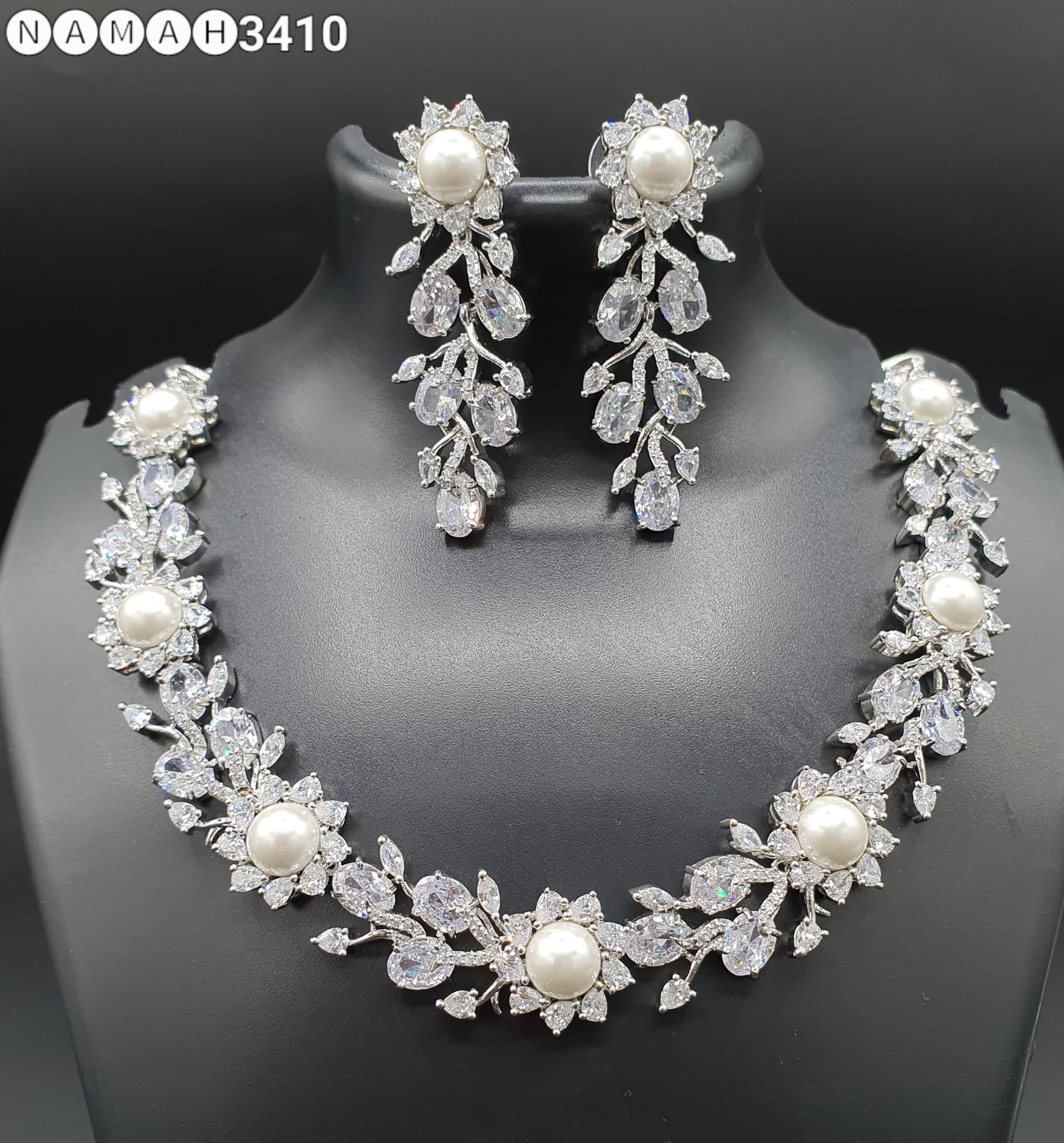 Beautiful American Diamond Jewellery Antique Set with Earrings