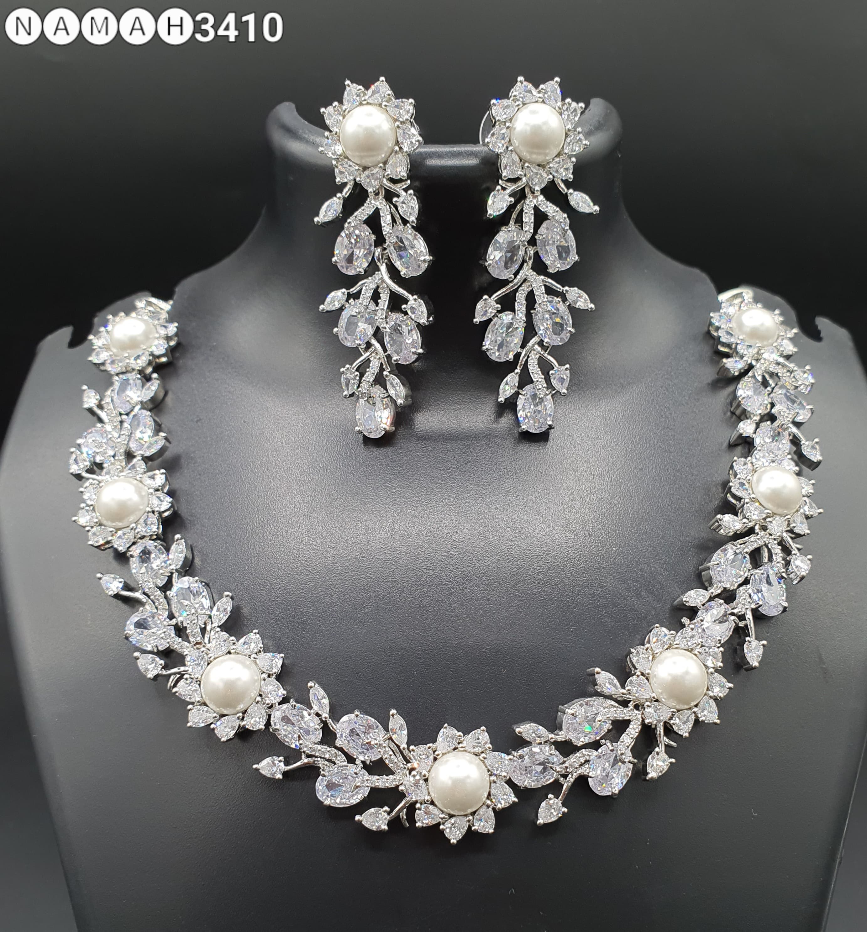 Beautiful American Diamond Jewellery Antique Set with Earrings