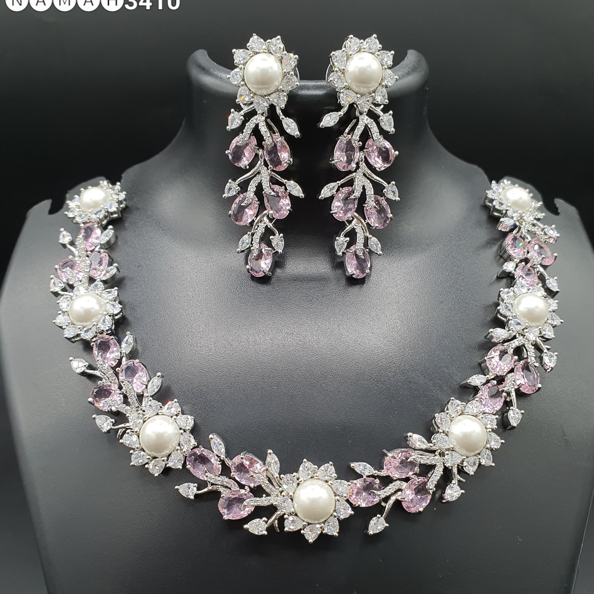 Beautiful American Diamond Jewellery Antique Set with Earrings