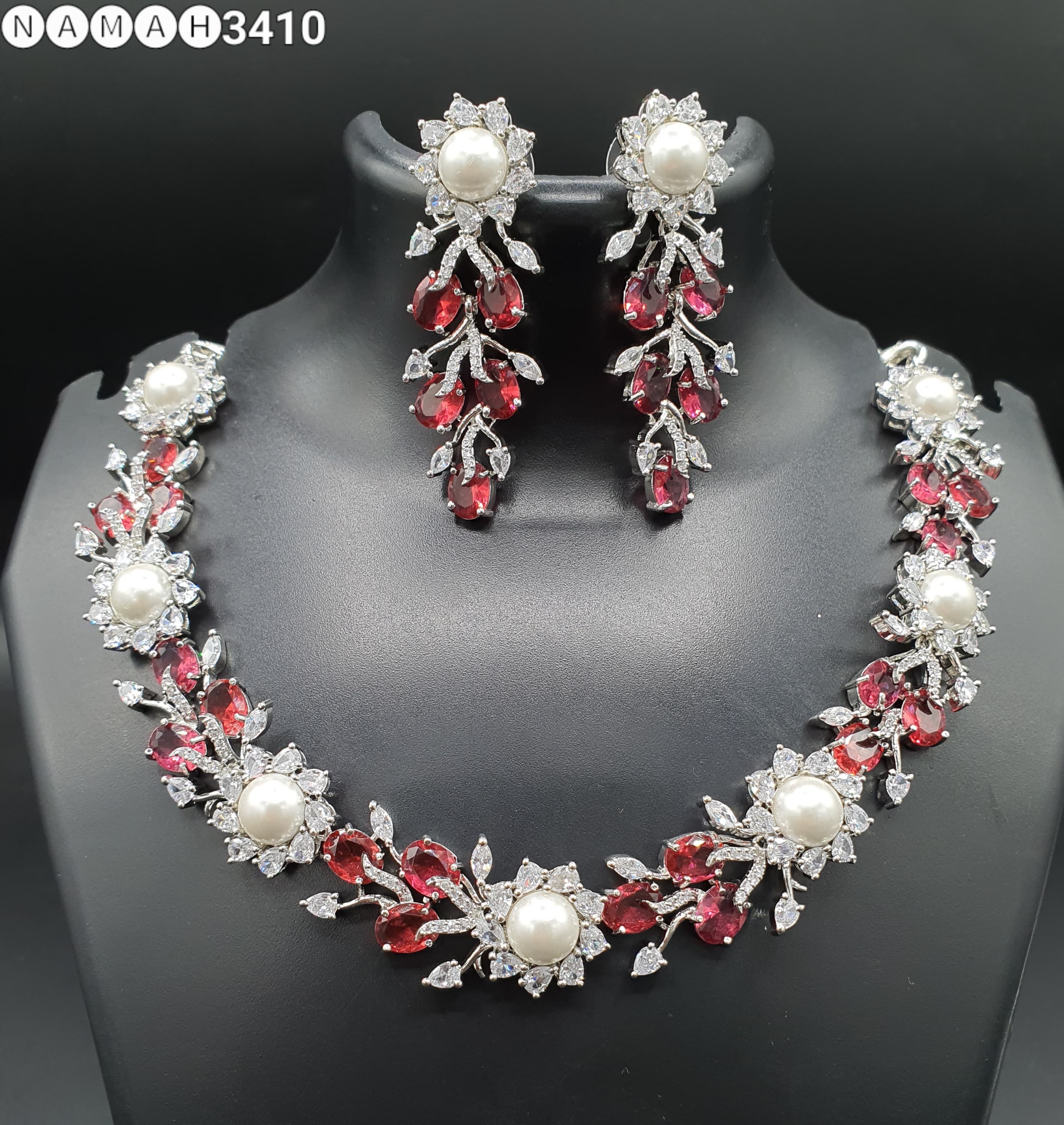 Beautiful American Diamond Jewellery Antique Set with Earrings