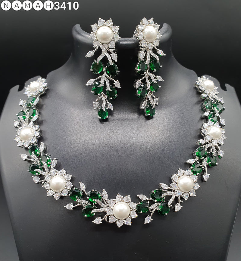 Beautiful American Diamond Jewellery Antique Set with Earrings