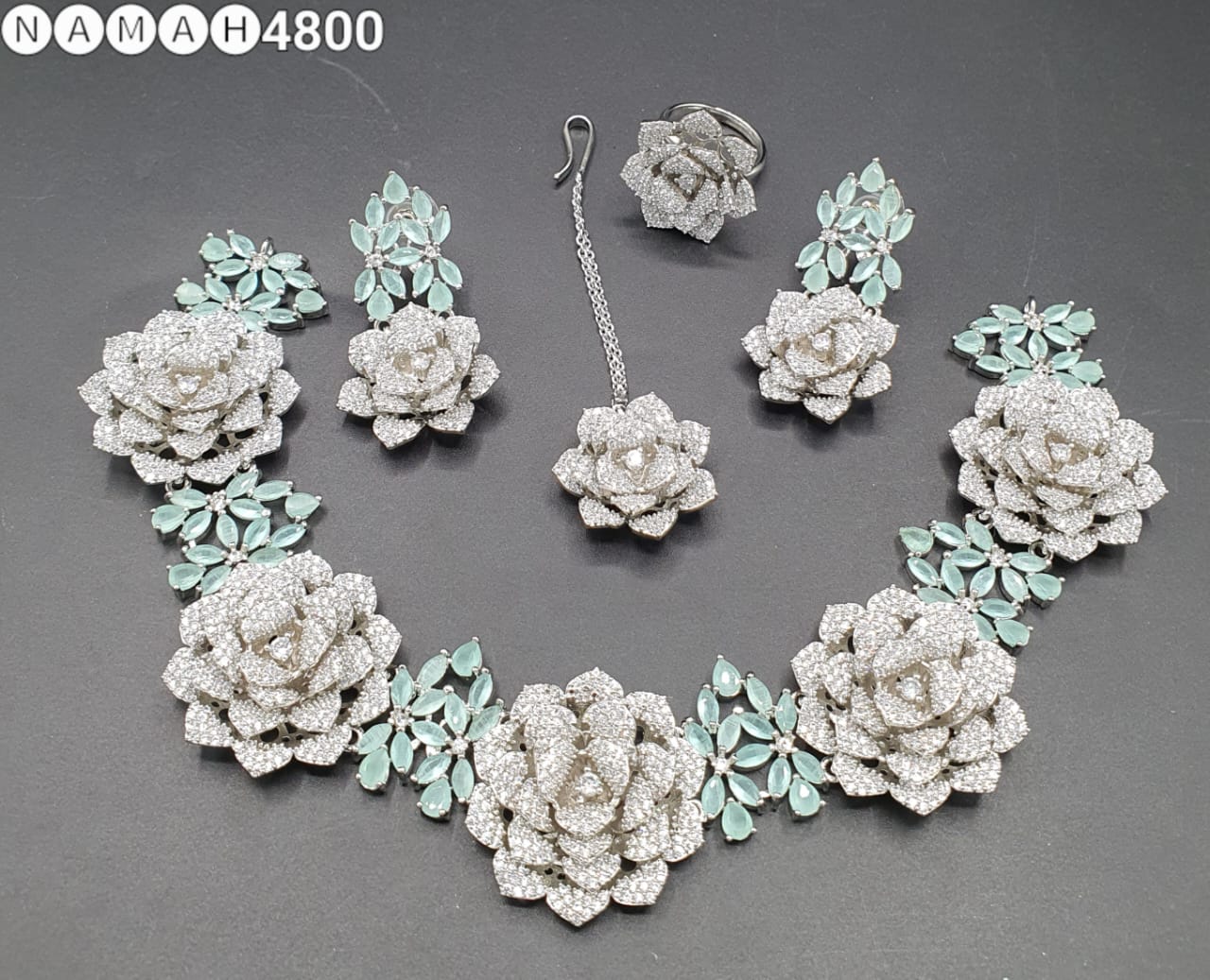 Beautiful American Diamond Jewellery Antique Set with Earrings