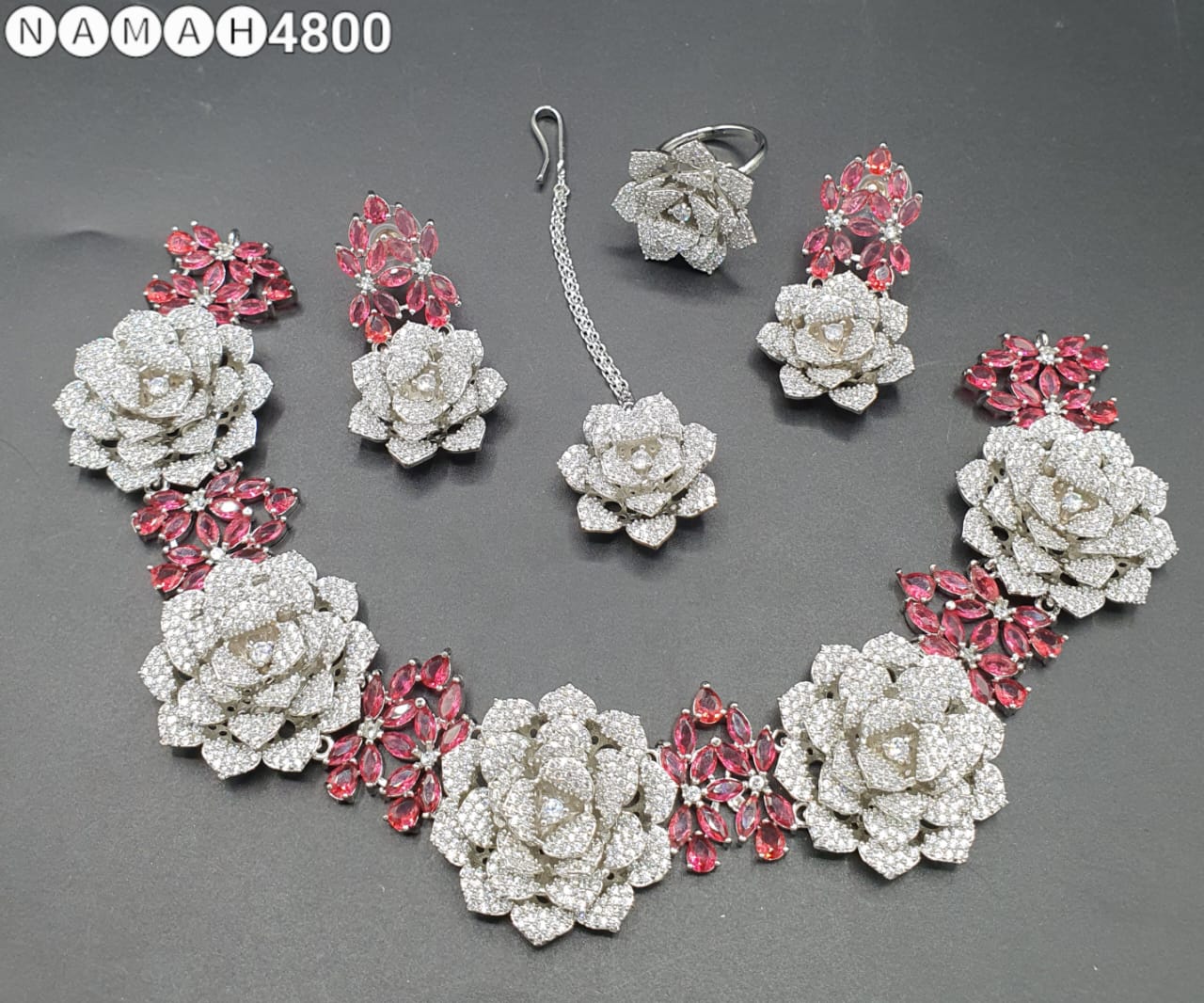 Beautiful American Diamond Jewellery Antique Set with Earrings