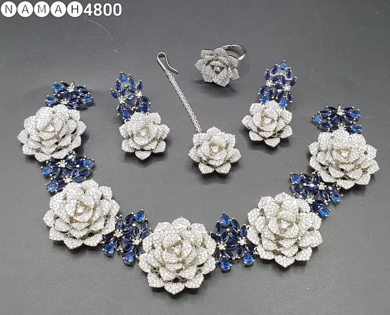 Beautiful American Diamond Jewellery Antique Set with Earrings