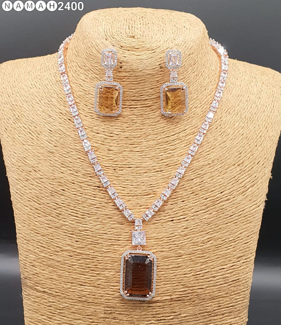 Beautiful American Diamond Jewellery Antique Set with Earrings