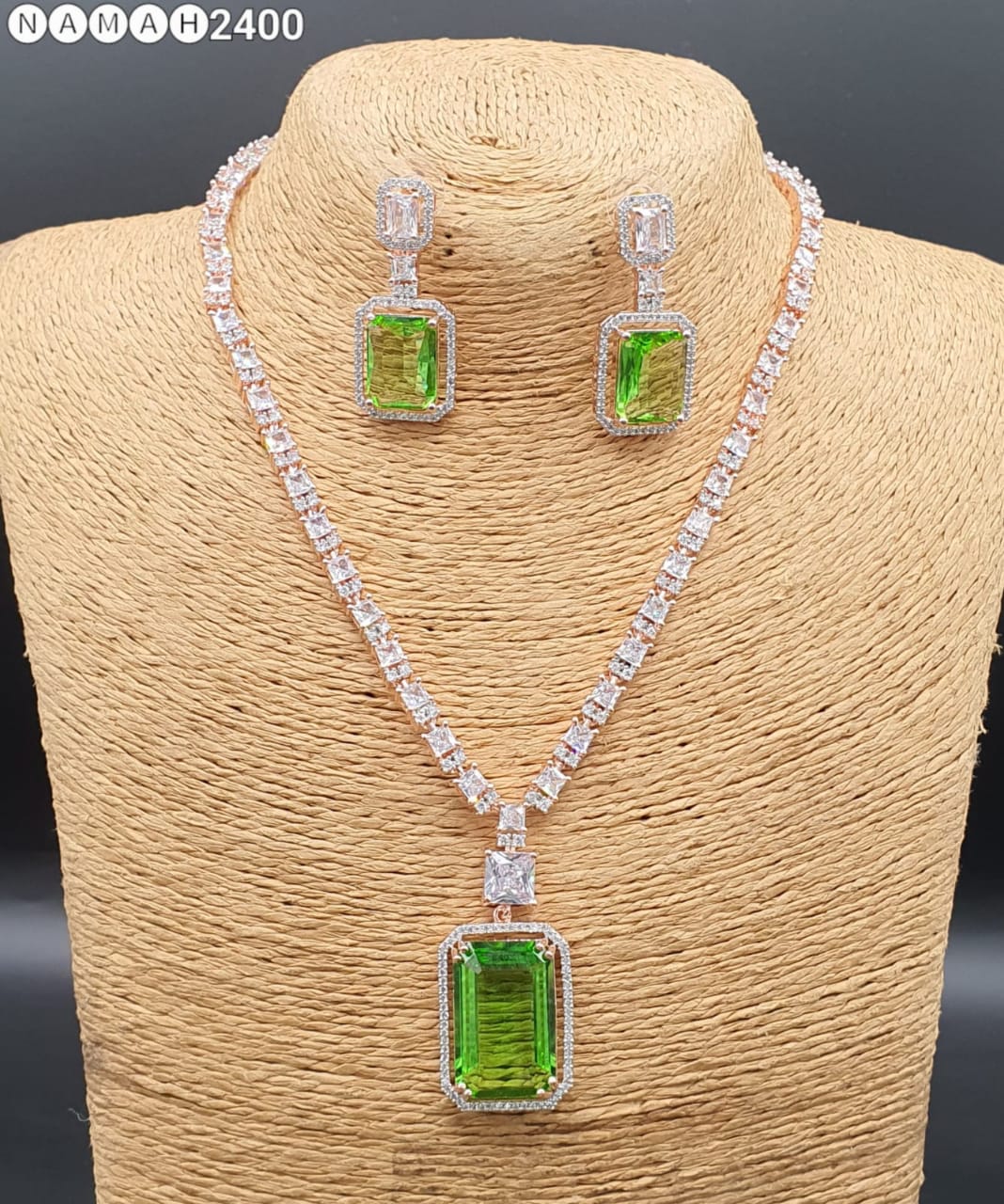 Beautiful American Diamond Jewellery Antique Set with Earrings