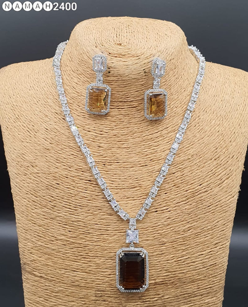 Beautiful American Diamond Jewellery Antique Set with Earrings