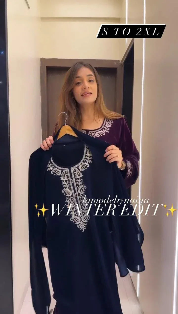 Beautiful Winter Designer Velvet Suit